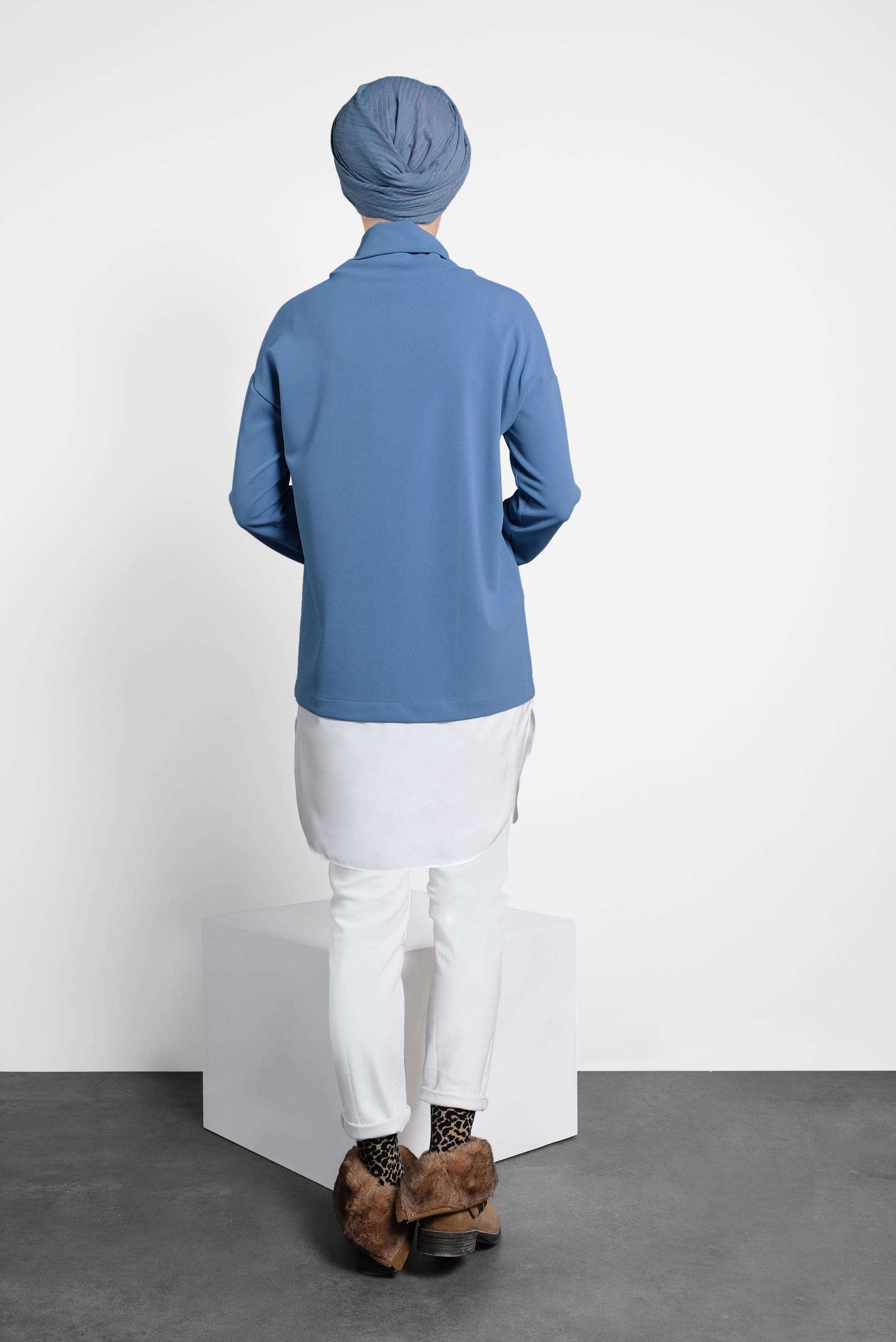 Tesettür giyim MAVİ BOĞAZLI TUNİK 40149 