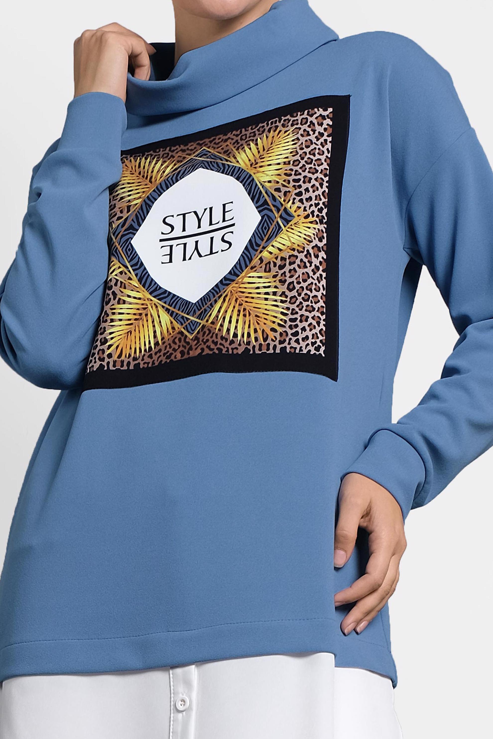 Tesettür giyim MAVİ BOĞAZLI TUNİK 40149 