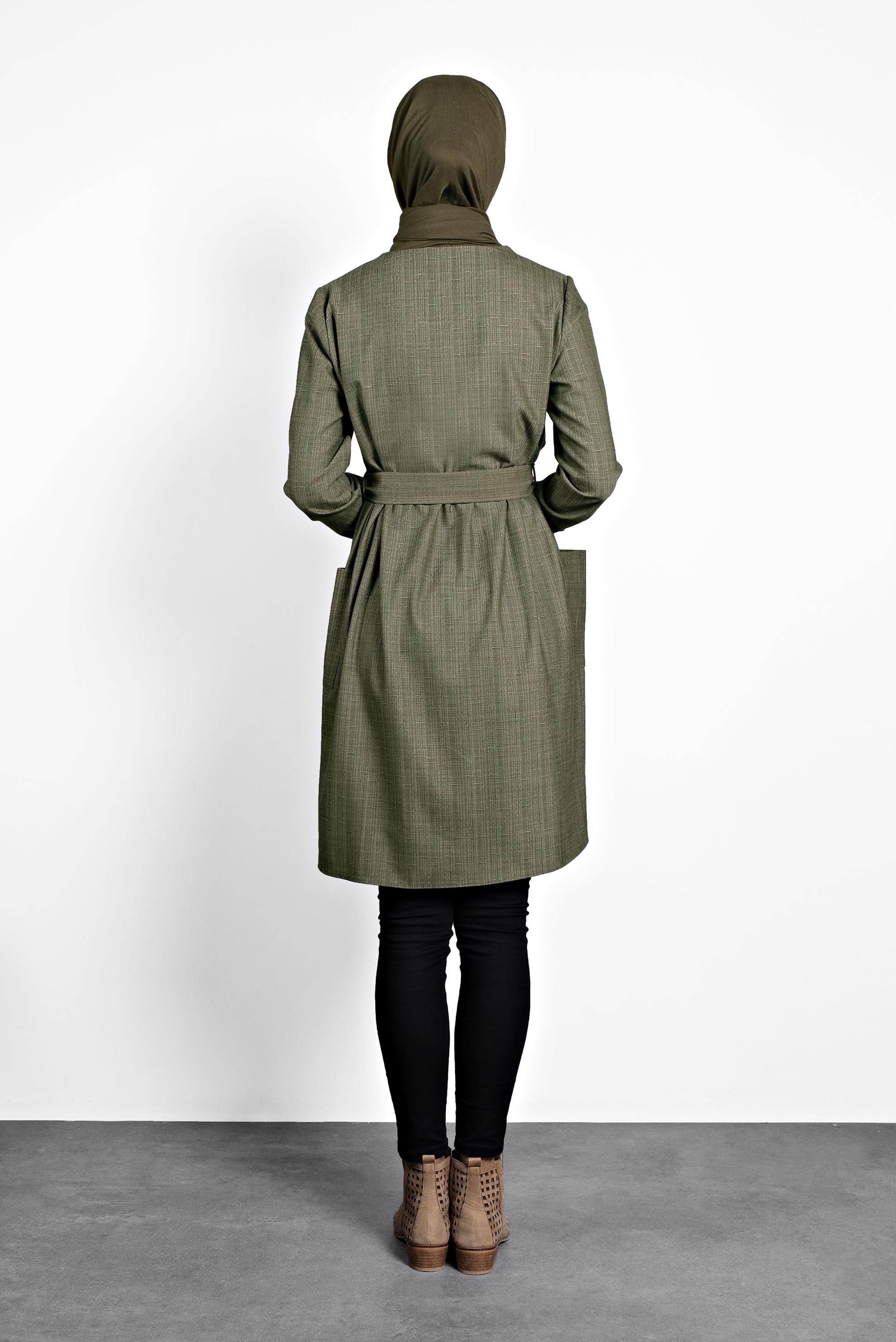 Tesettür giyim HAKİ KEMERLİ TUNİK 40152 