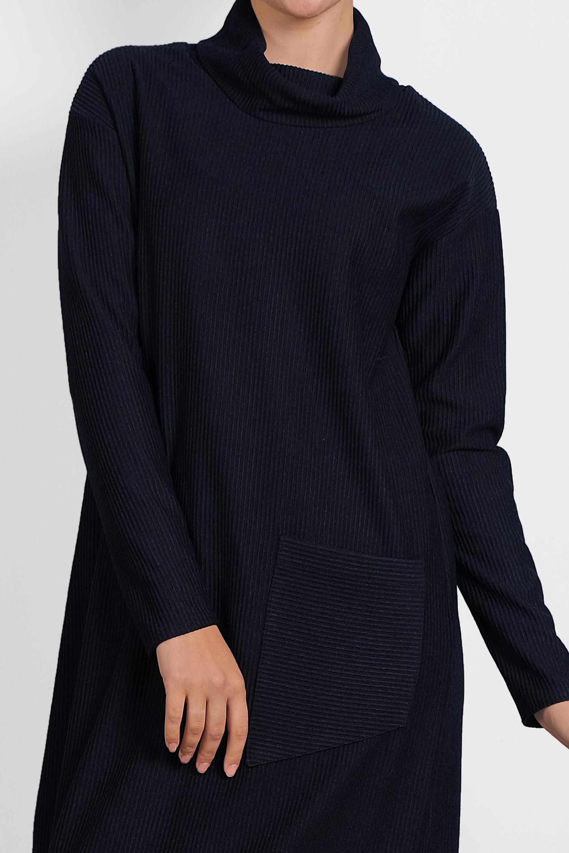 Tesettür giyim LACİVERT ASİMETRİK KESİM ÇİZGİLİ TUNİK 40165