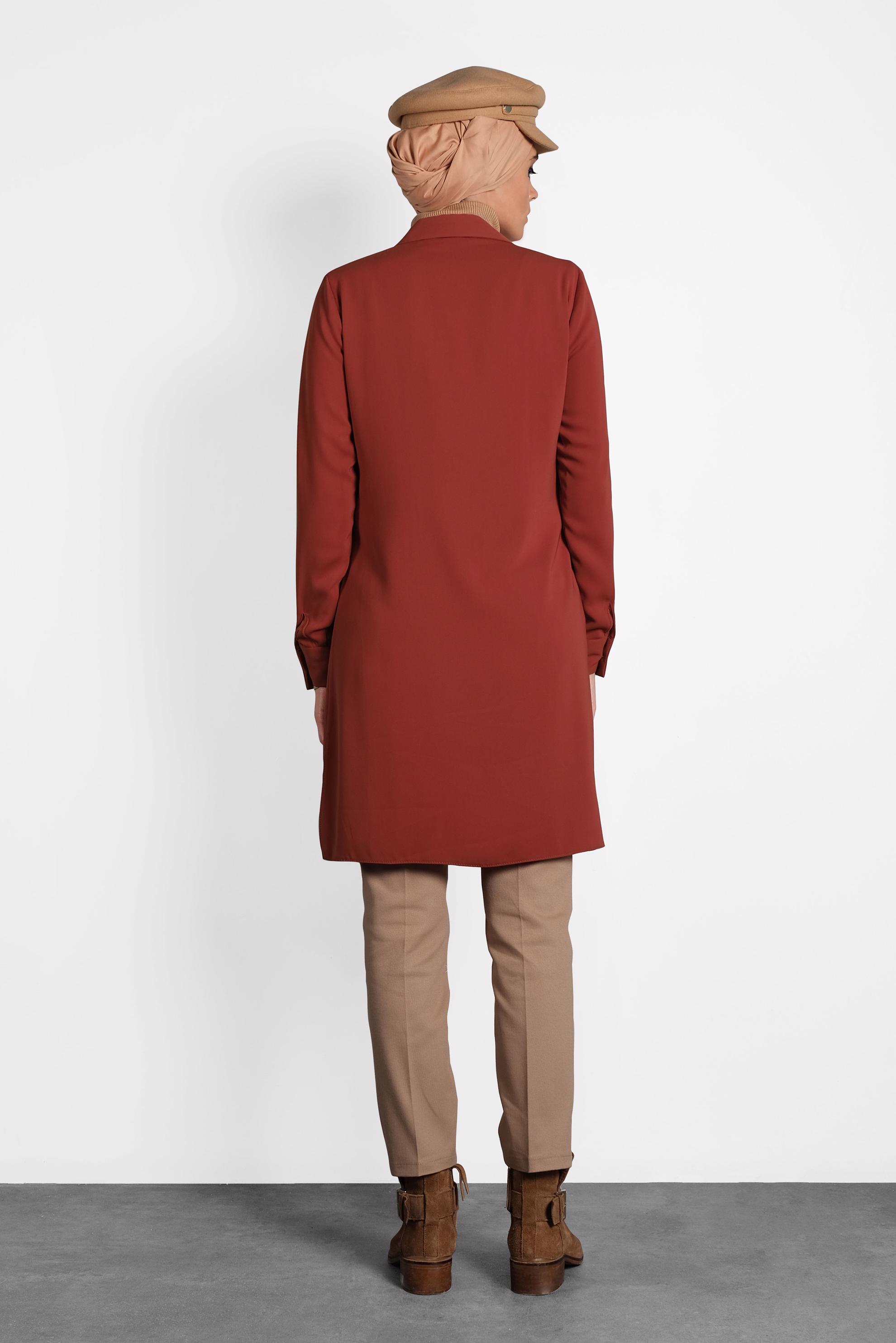 Tesettür giyim TURUNCU PAYET VE PÜSKÜL DETAYLI TUNİK 40166