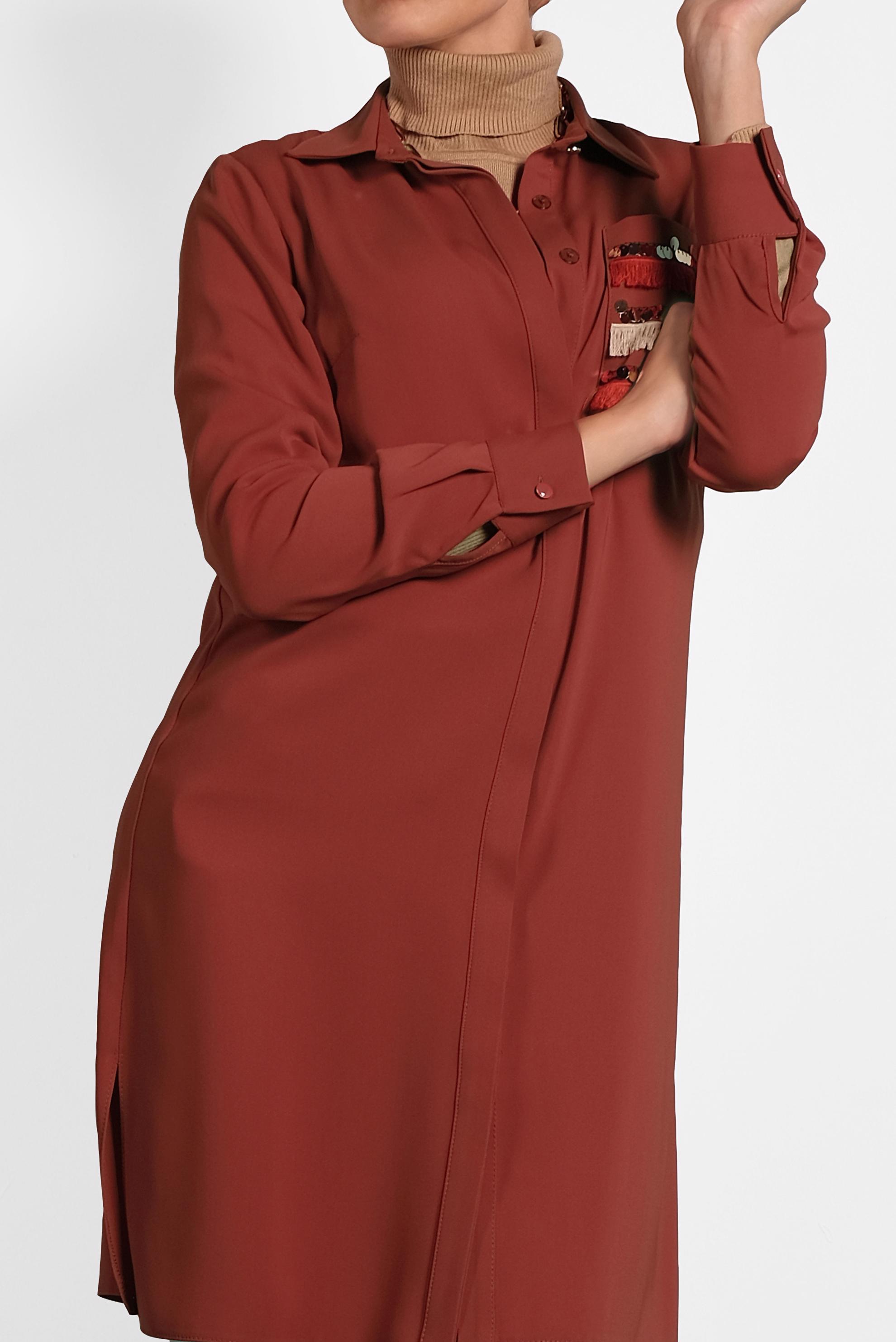 Tesettür giyim TURUNCU PAYET VE PÜSKÜL DETAYLI TUNİK 40166