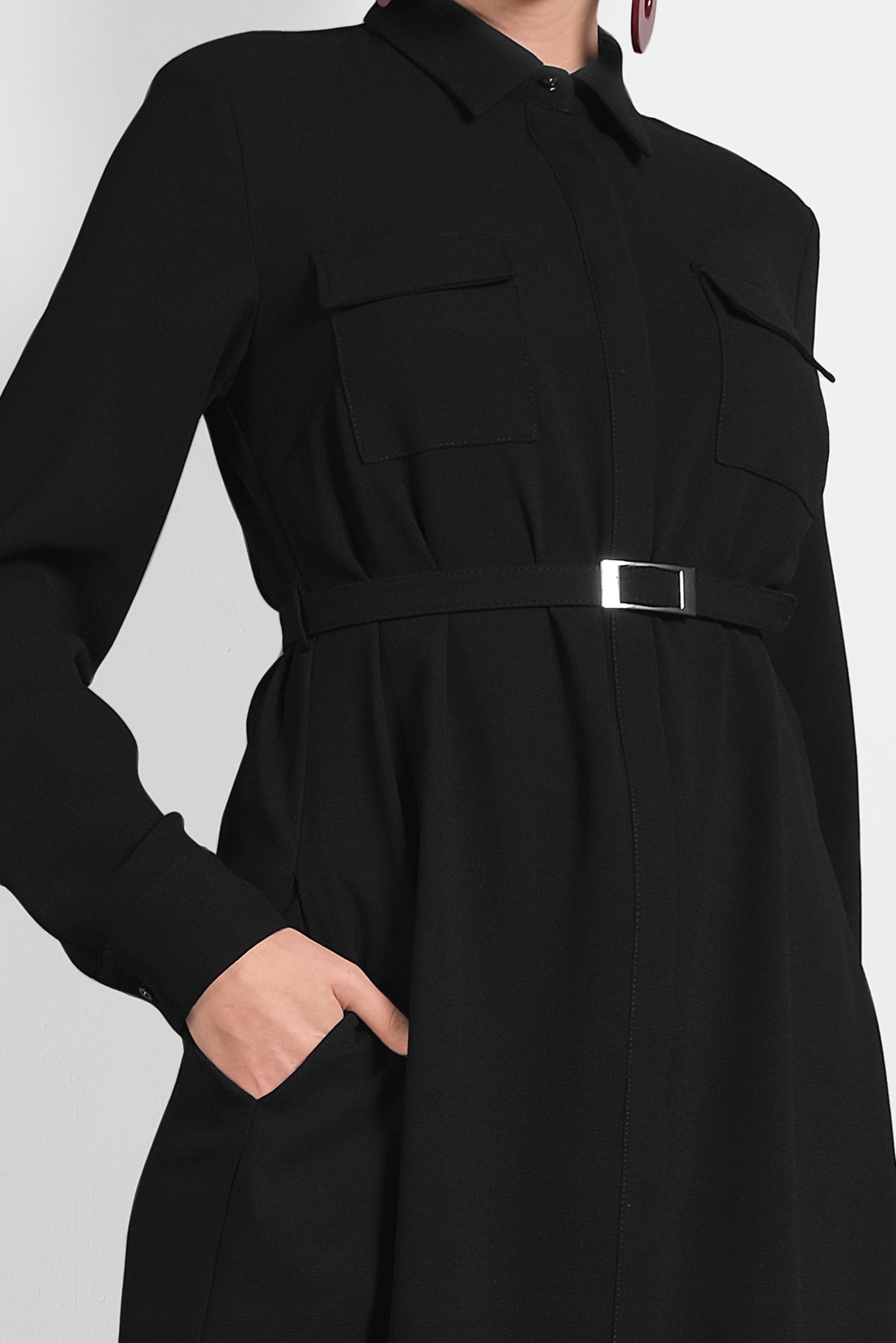 Tesettür giyim SİYAH GİZLİ DÜĞMELİ YIRTMAÇLI TUNİK 40167