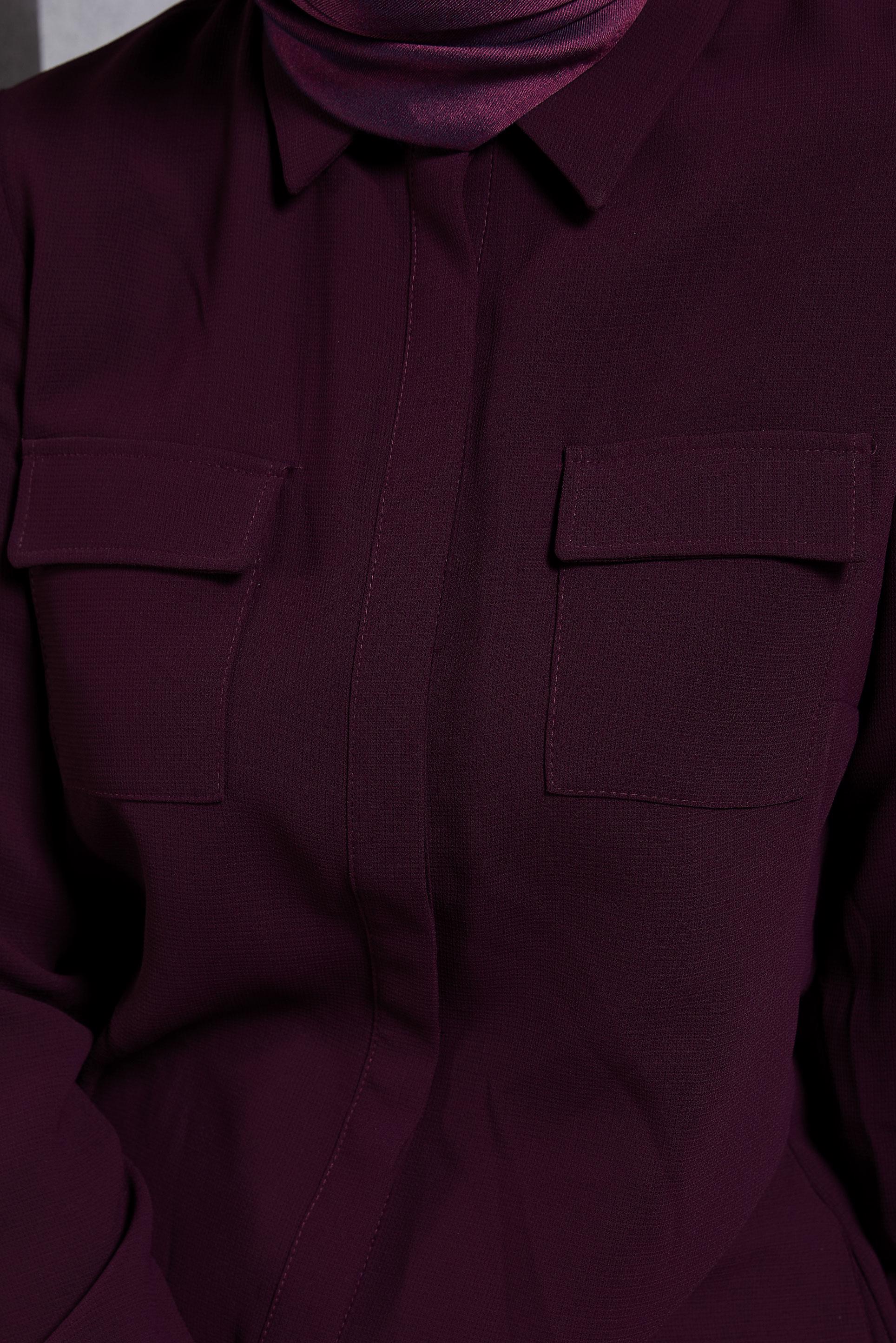 Tesettür giyim MÜRDÜM GİZLİ DÜĞMELİ YIRTMAÇLI TUNİK 40167