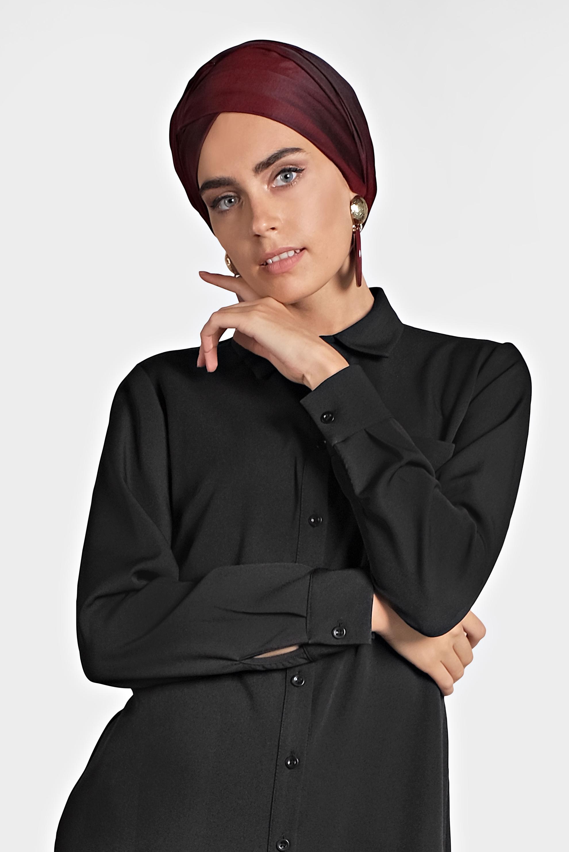 Tesettür giyim SİYAH DÜĞMELİ CEPLİ TUNİK 40173 
