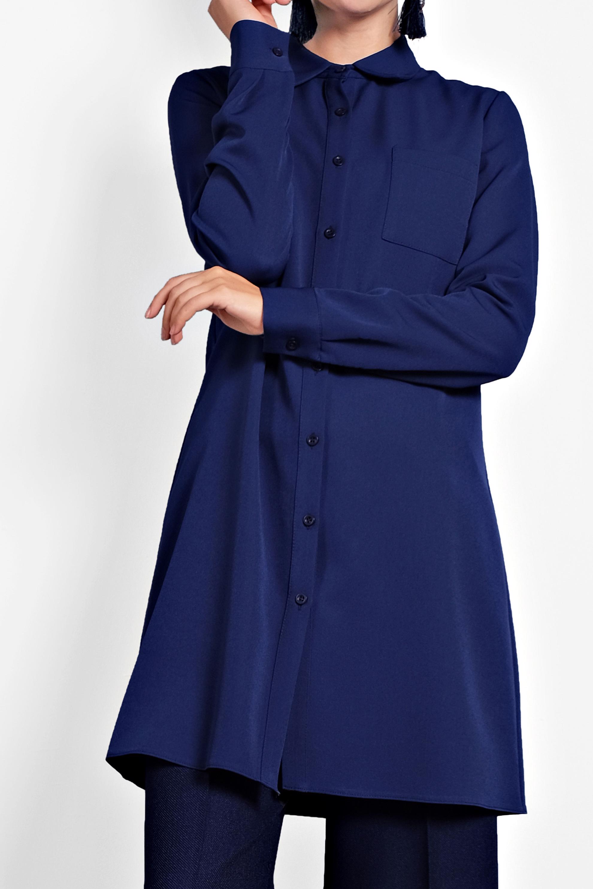 Tesettür giyim LACİVERT DÜĞMELİ CEPLİ TUNİK 40173 