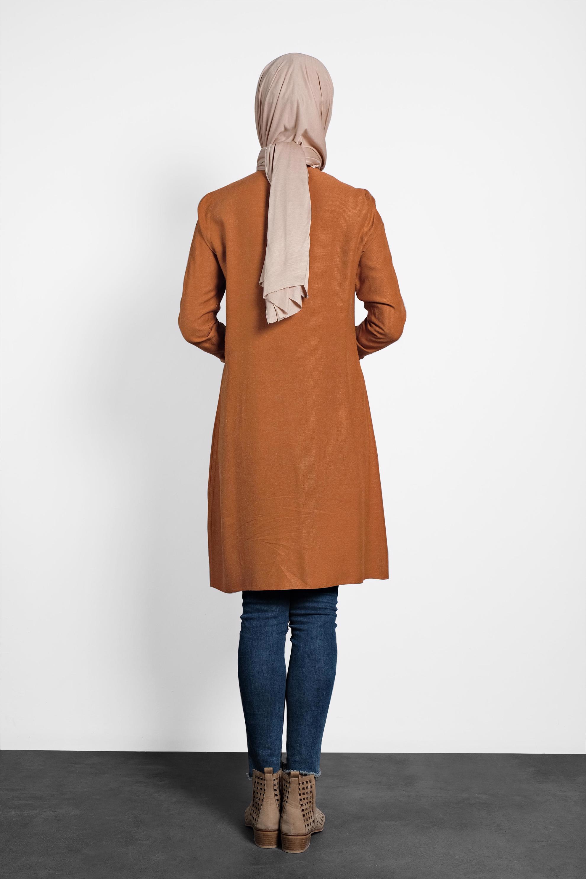 Tesettür giyim TABA KOLLARI NAKIŞLI TUNİK 40181