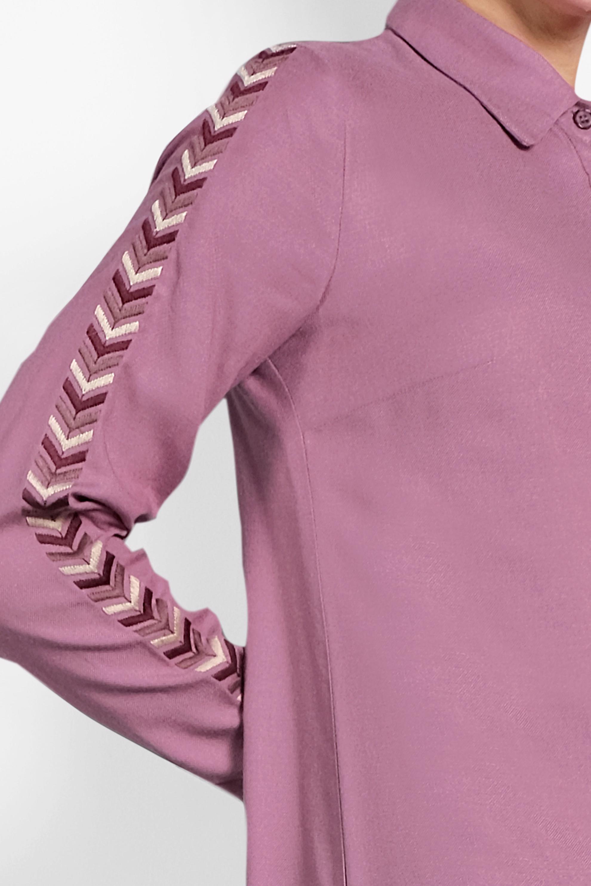 Tesettür giyim PEMBE KOLLARI NAKIŞLI TUNİK 40181