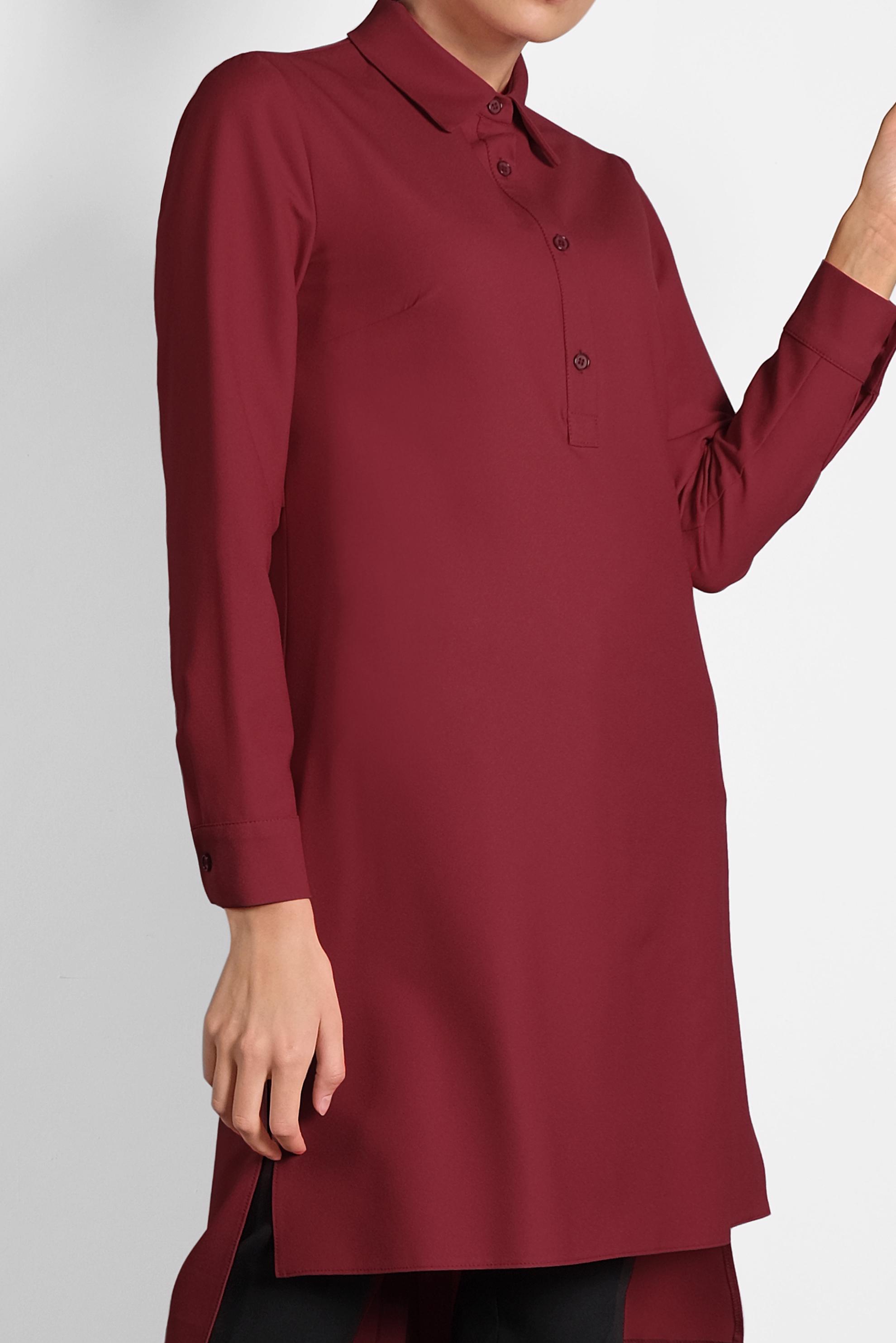 Tesettür giyim BORDO KUYRUKLU DÜĞMELİ TUNİK 40183 