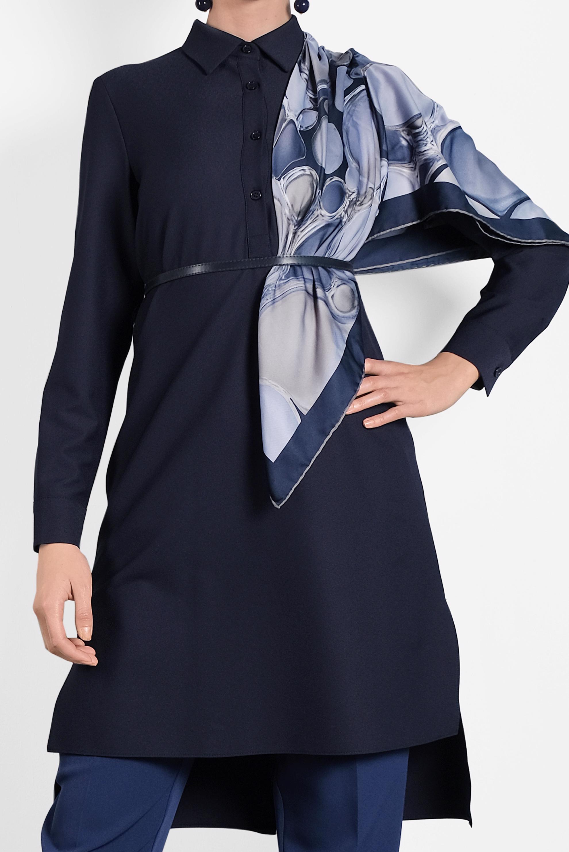 Tesettür giyim LACİVERT KUYRUKLU DÜĞMELİ TUNİK 40183 