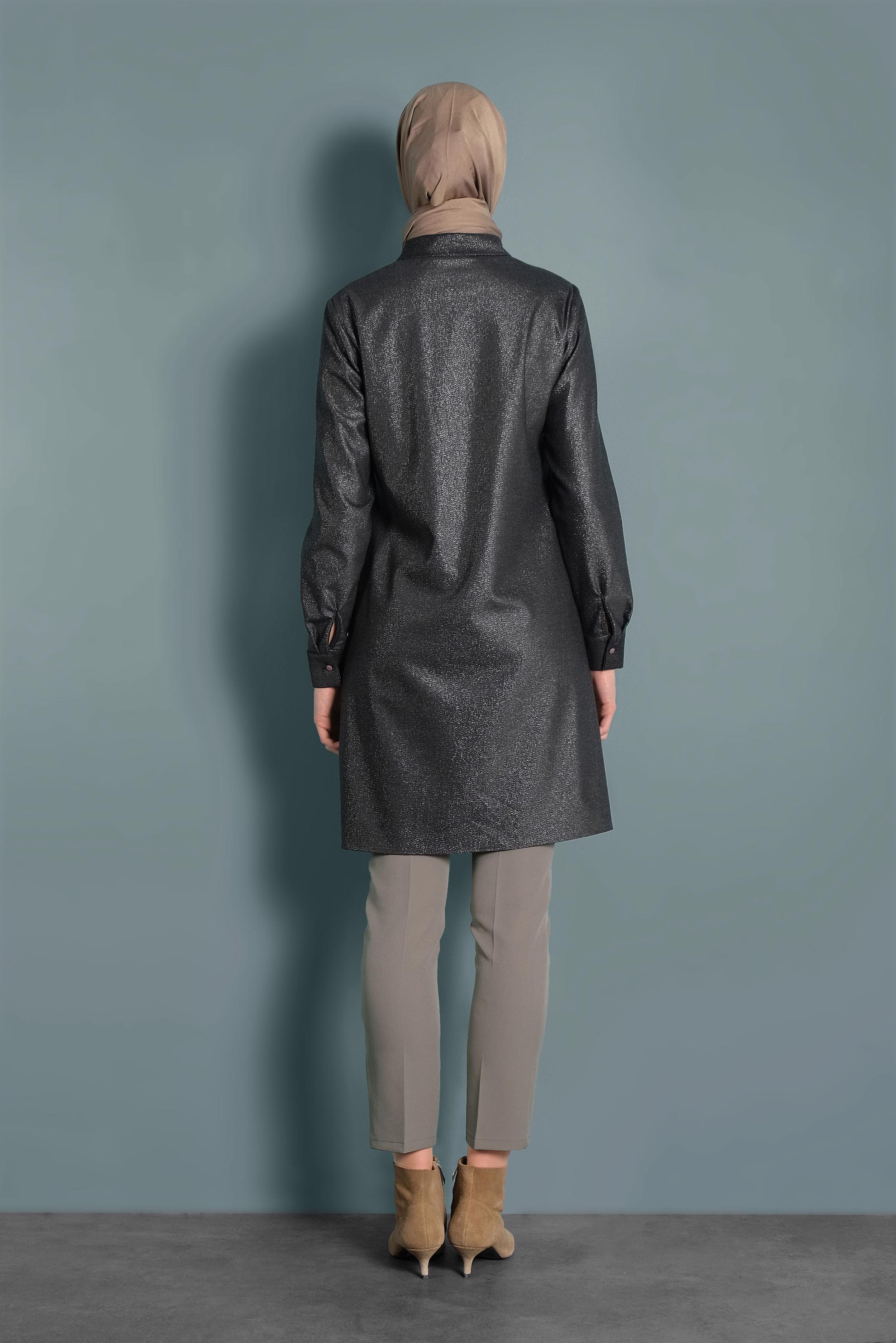 Tesettür giyim HAKİ SİMLİ TAŞ DETAYLI TUNİK 40184 