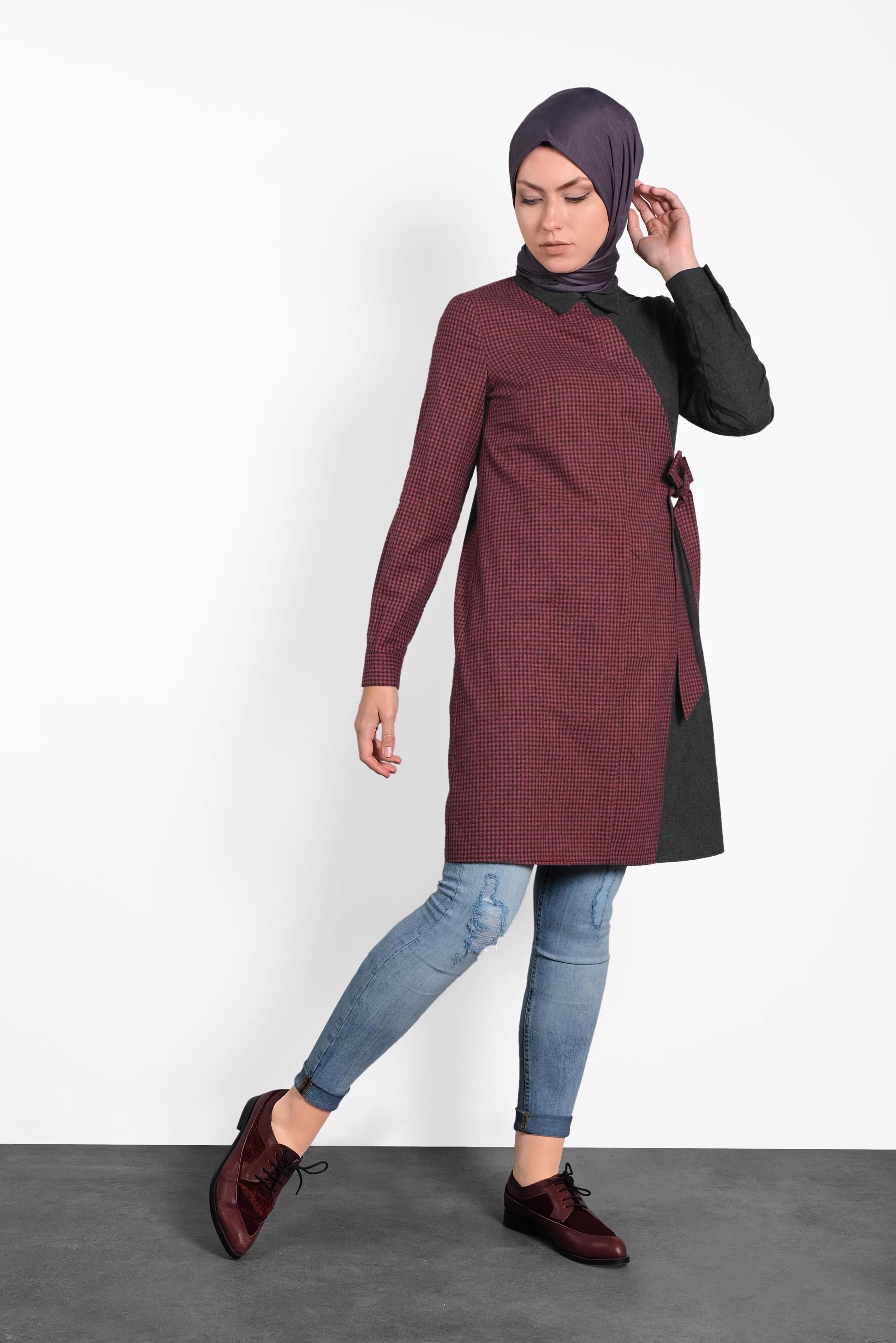 Tesettür giyim SİYAH ÇAPRAZ TUNİK 40186