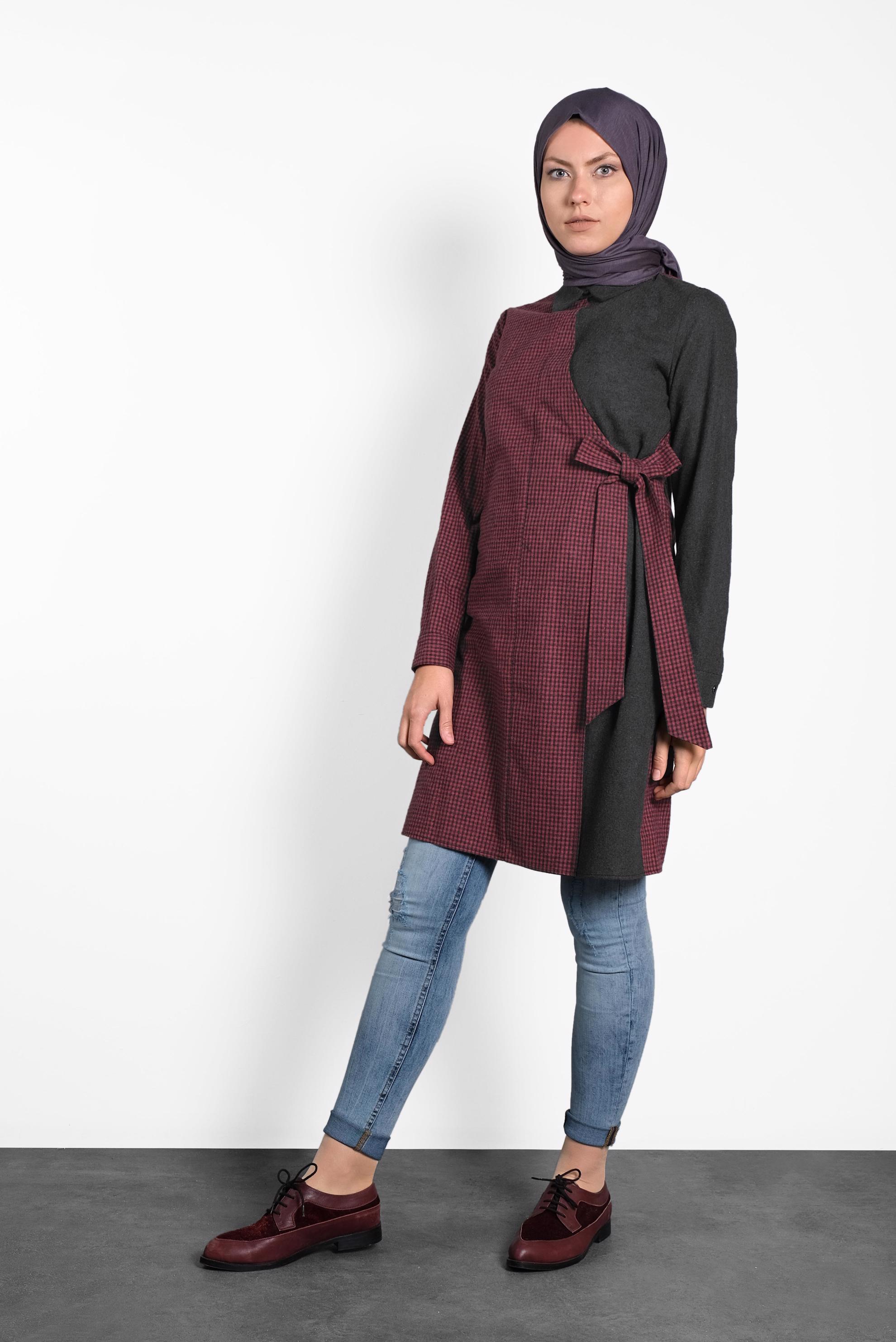 Tesettür giyim SİYAH ÇAPRAZ TUNİK 40186