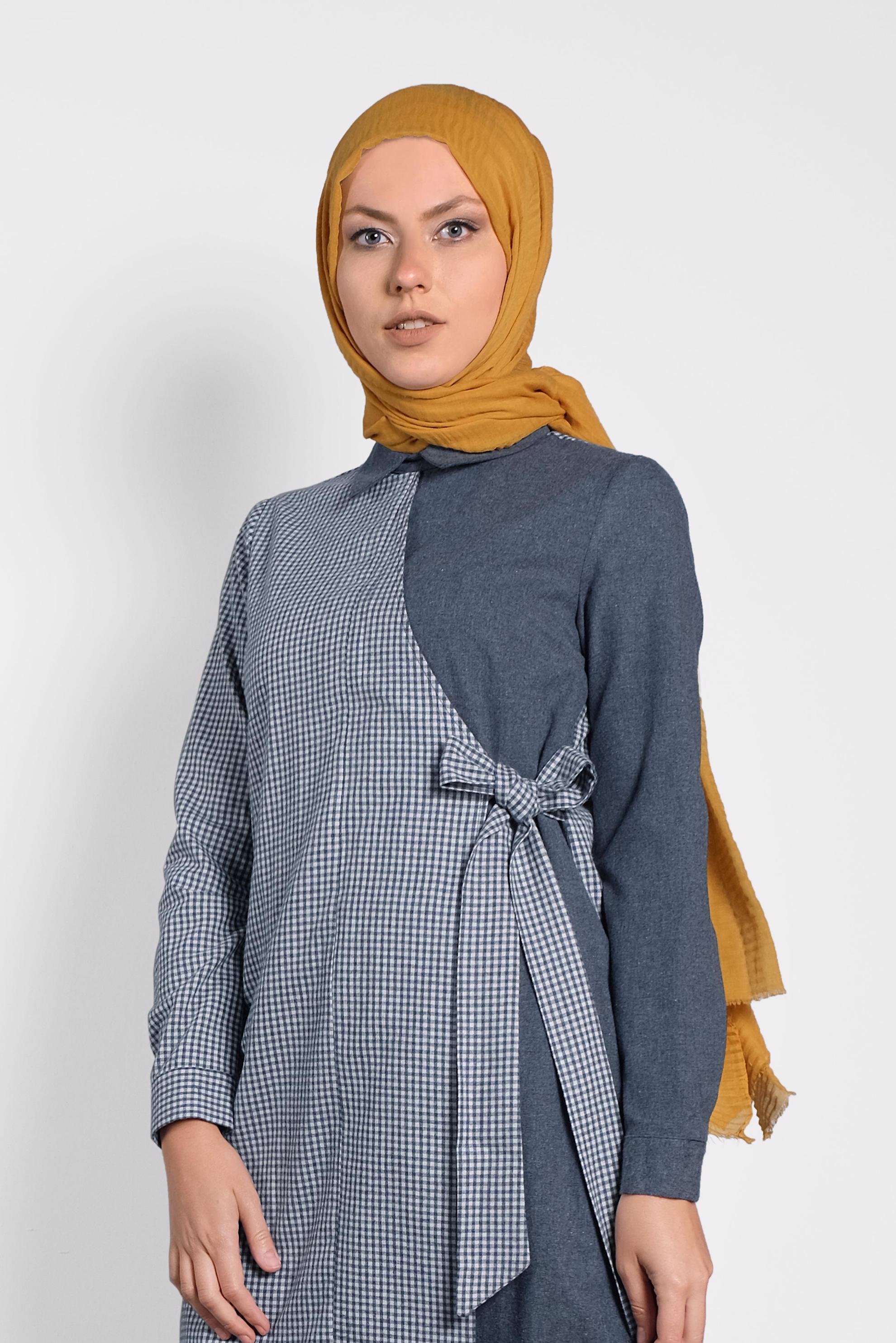 Tesettür giyim LACİVERT ÇAPRAZ TUNİK 40186