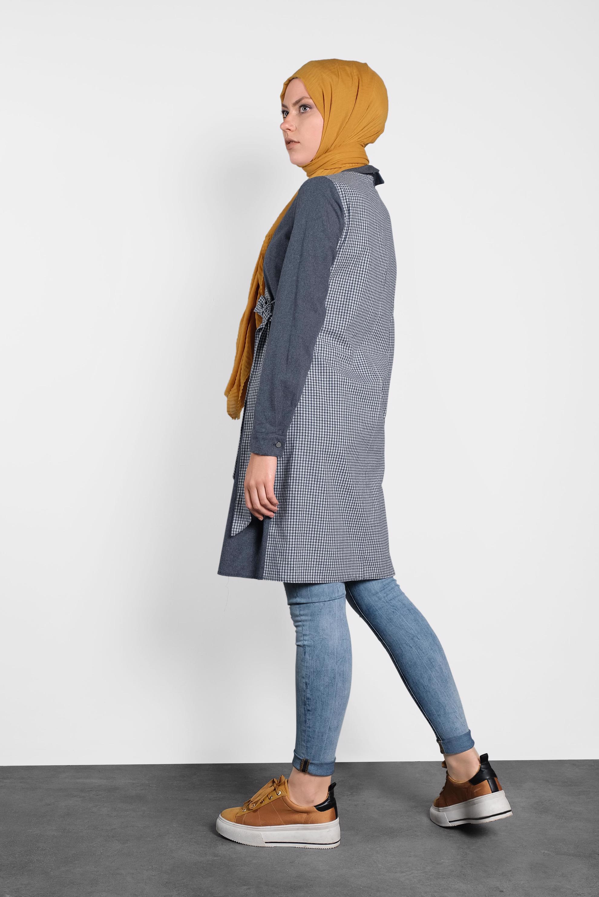 Tesettür giyim LACİVERT ÇAPRAZ TUNİK 40186