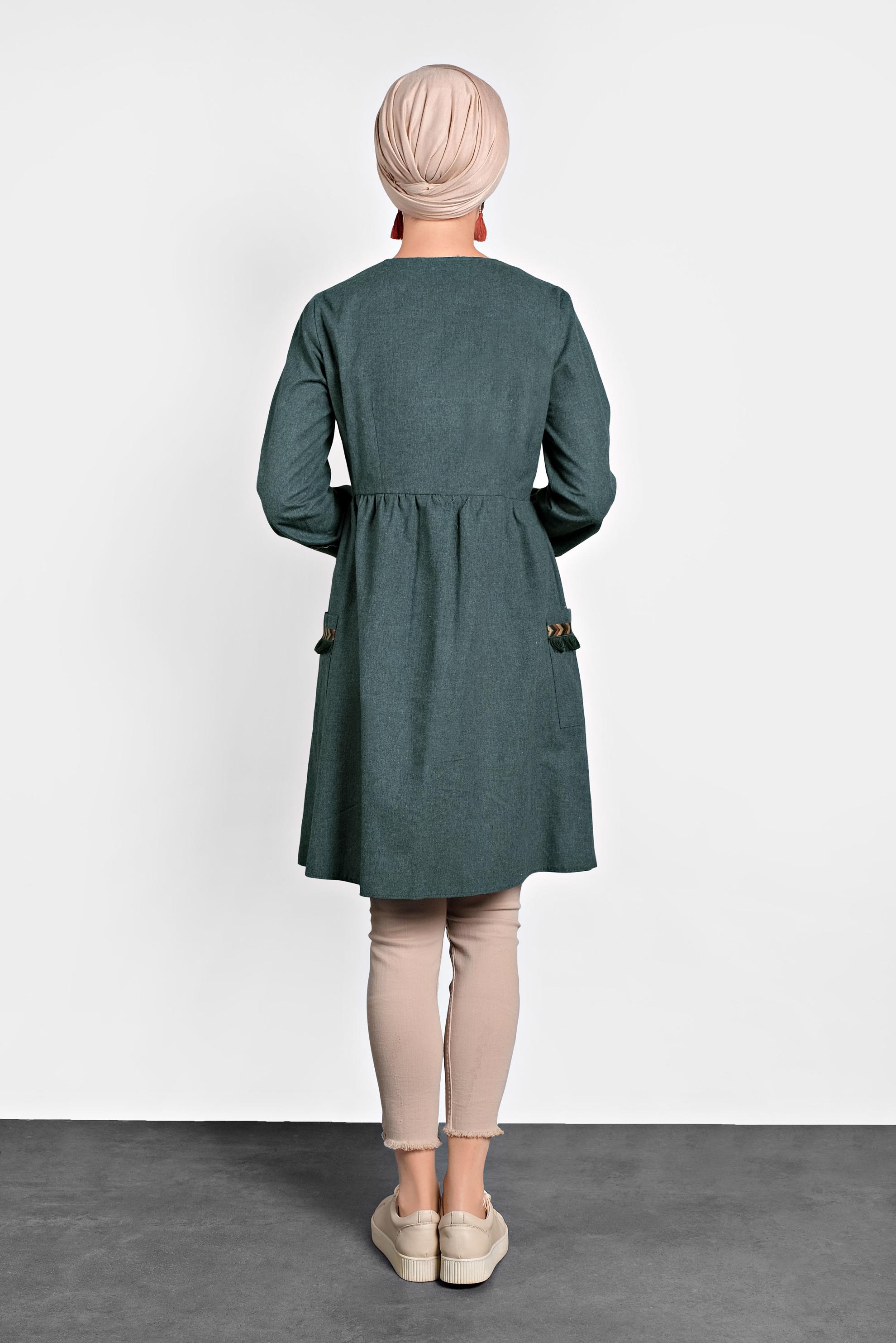 Tesettür giyim LACİVERT İŞLEMELİ PAMUKLU TUNİK 40187