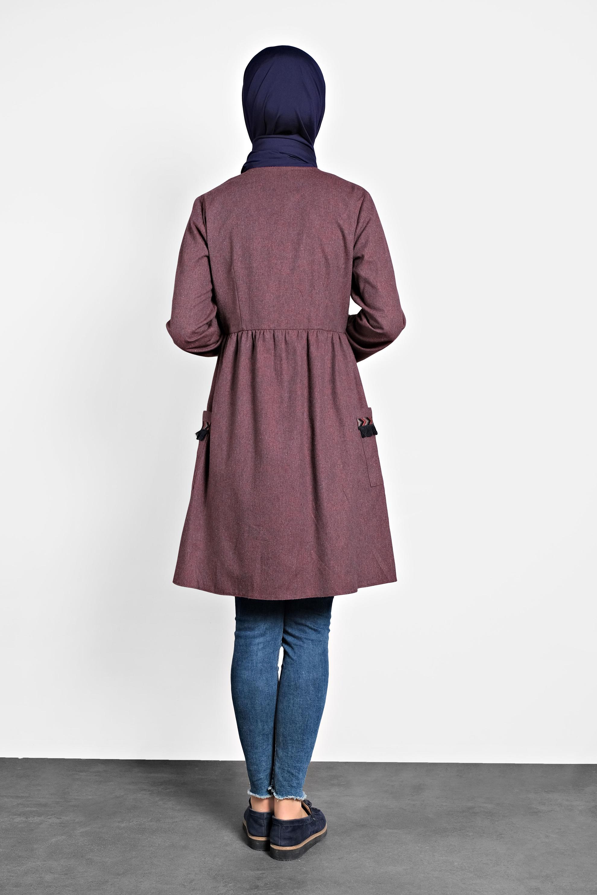 Tesettür giyim LACİVERT İŞLEMELİ PAMUKLU TUNİK 40187