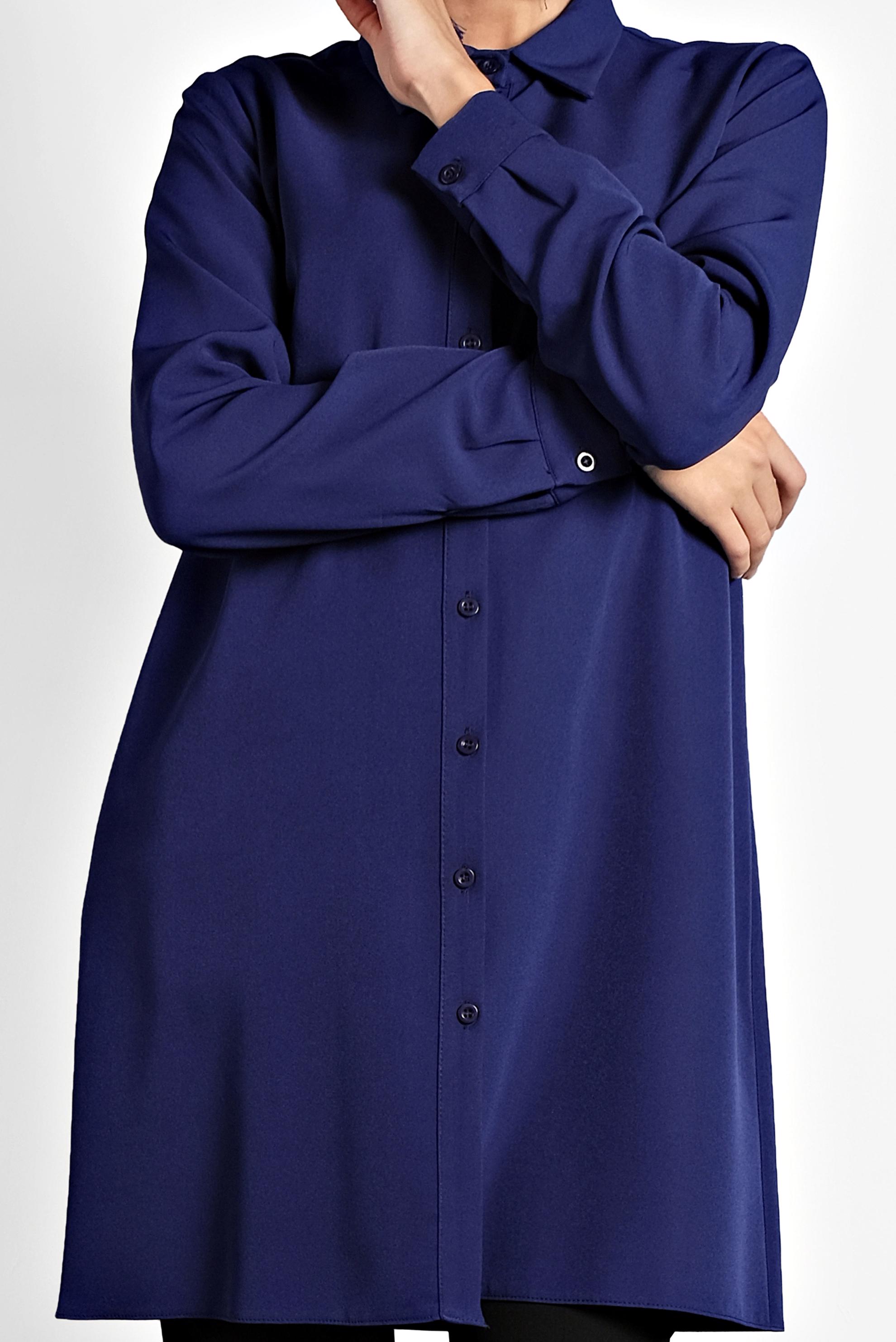 Tesettür giyim LACİVERT DÜĞMELİ ŞİFON TUNİK 40208 