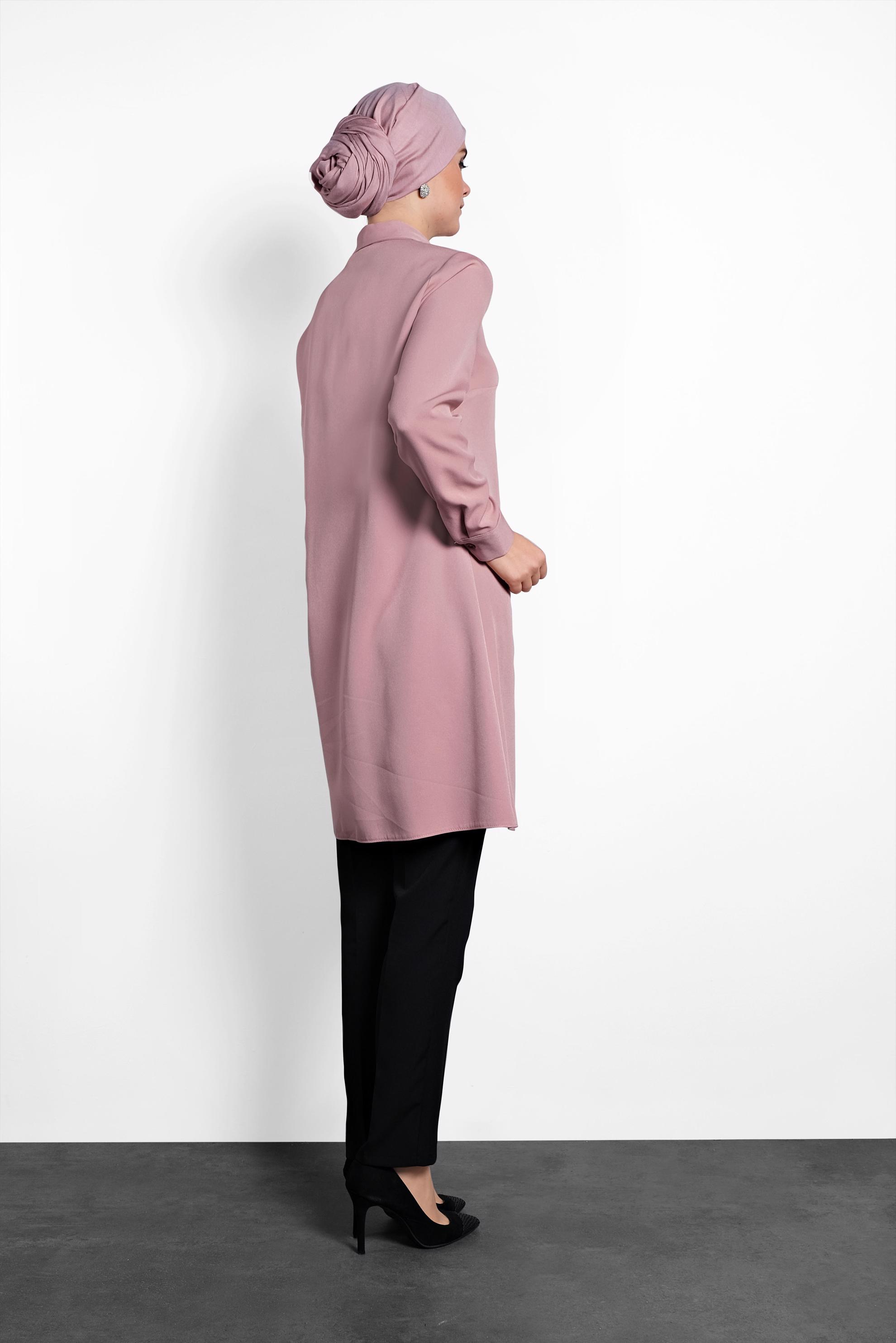 Tesettür giyim PUDRA GİZLİ DÜĞMELİ TUNİK 40209
