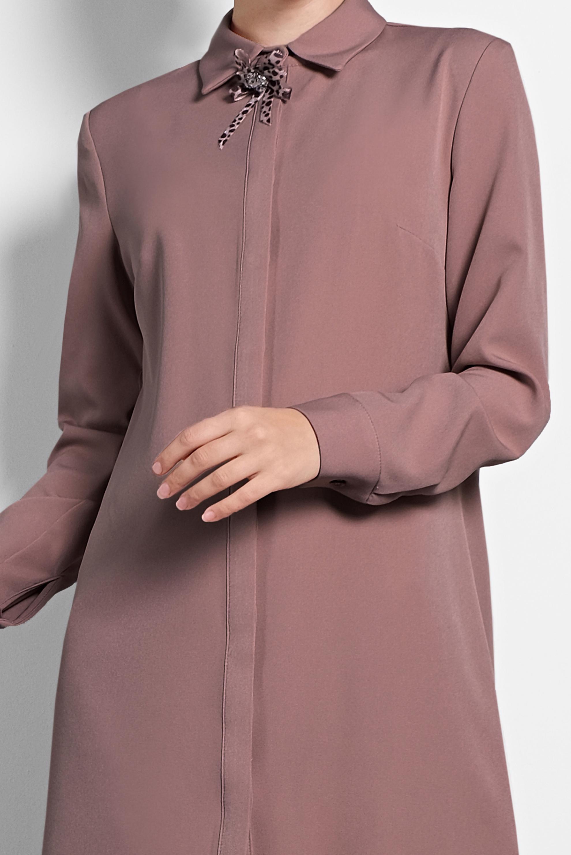 Tesettür giyim PEMBE GİZLİ DÜĞMELİ TUNİK 40209