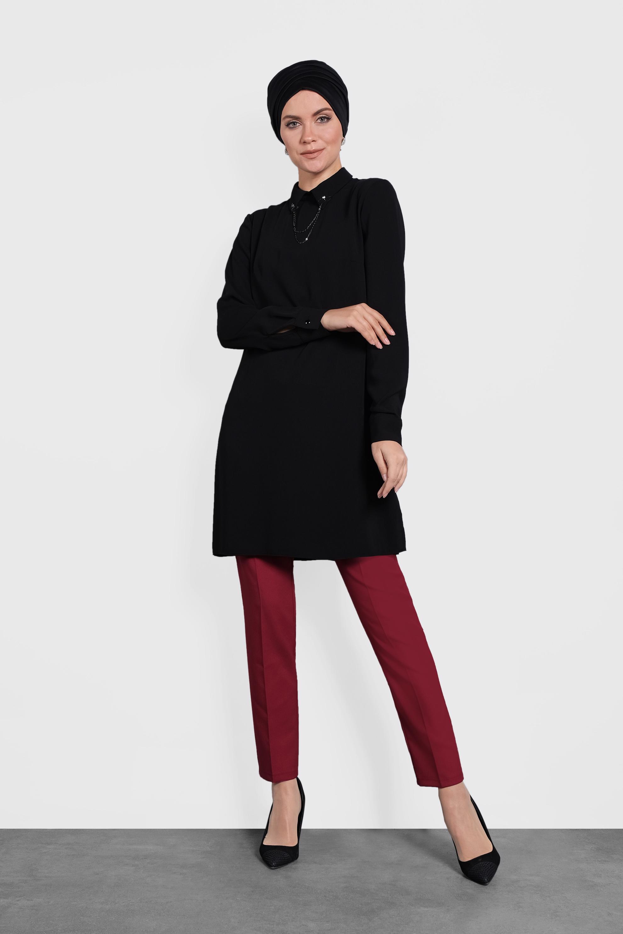 Tesettür giyim SİYAH ŞİFON TUNİK 40210