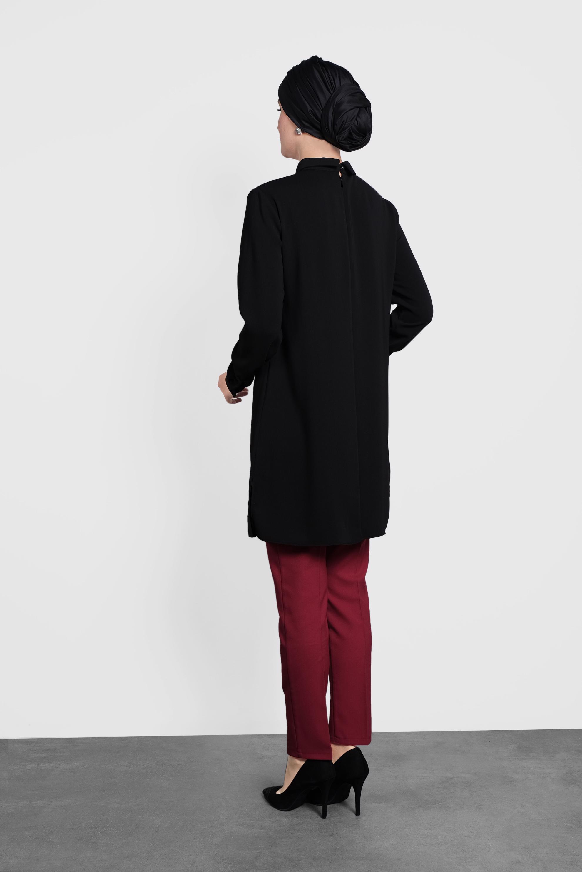 Tesettür giyim SİYAH ŞİFON TUNİK 40210