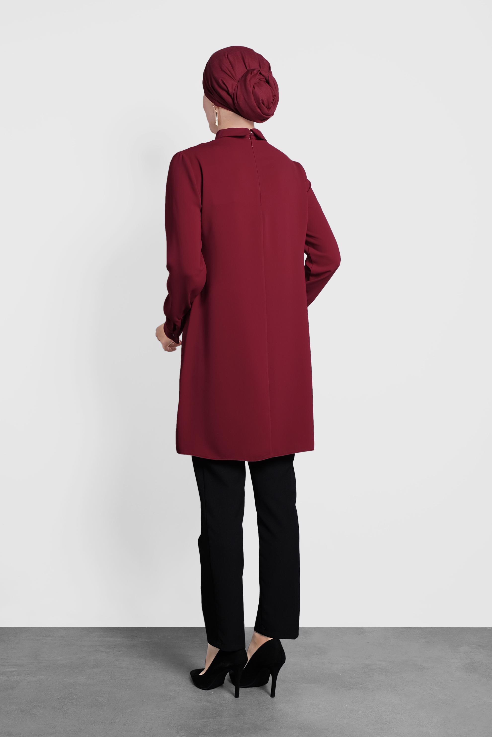 Tesettür giyim BORDO ŞİFON TUNİK 40210