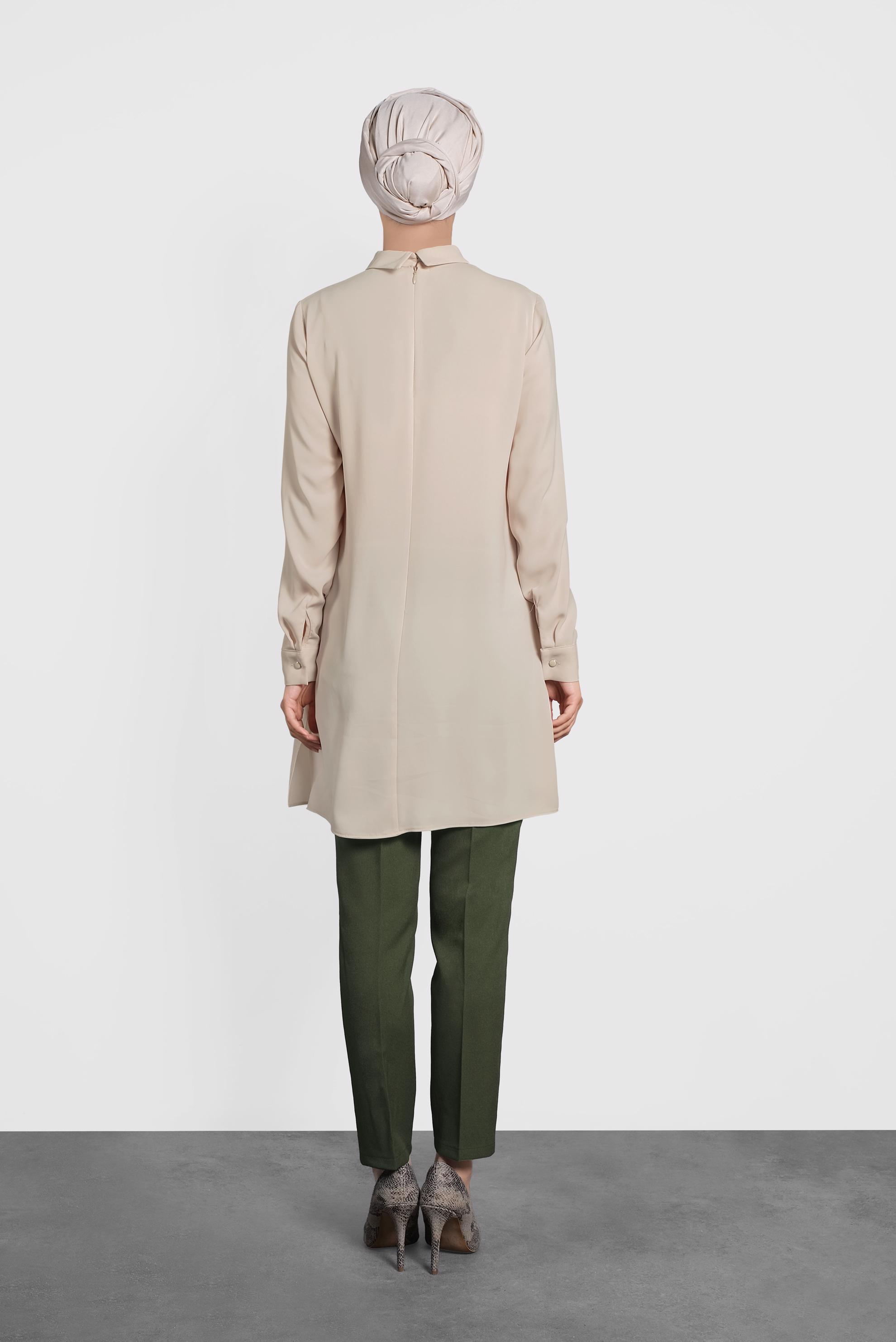 Tesettür giyim BEJ ŞİFON TUNİK 40210