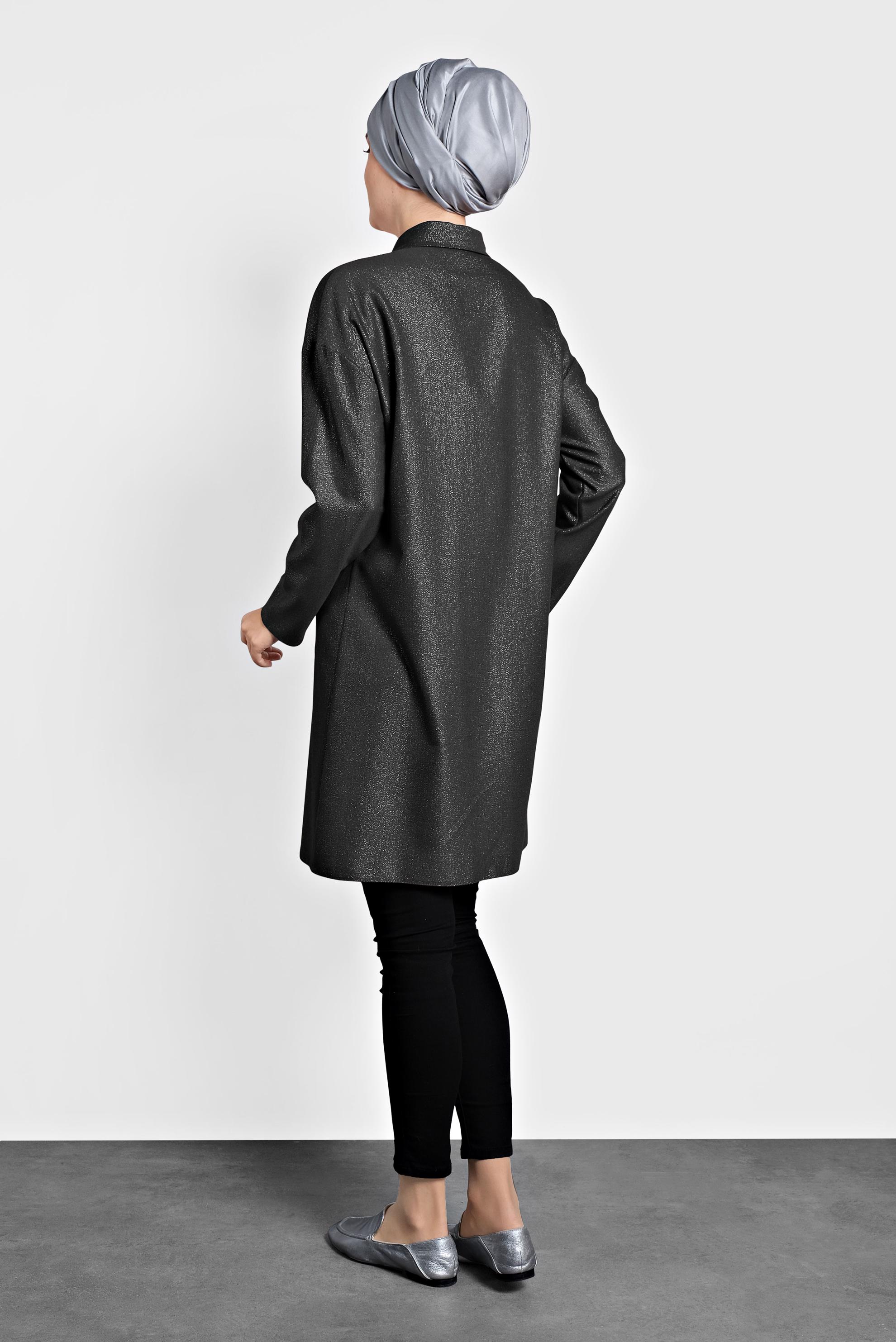 Tesettür giyim HAKİ DÜĞMELİ GÖMLEK YAKA TUNİK 40211