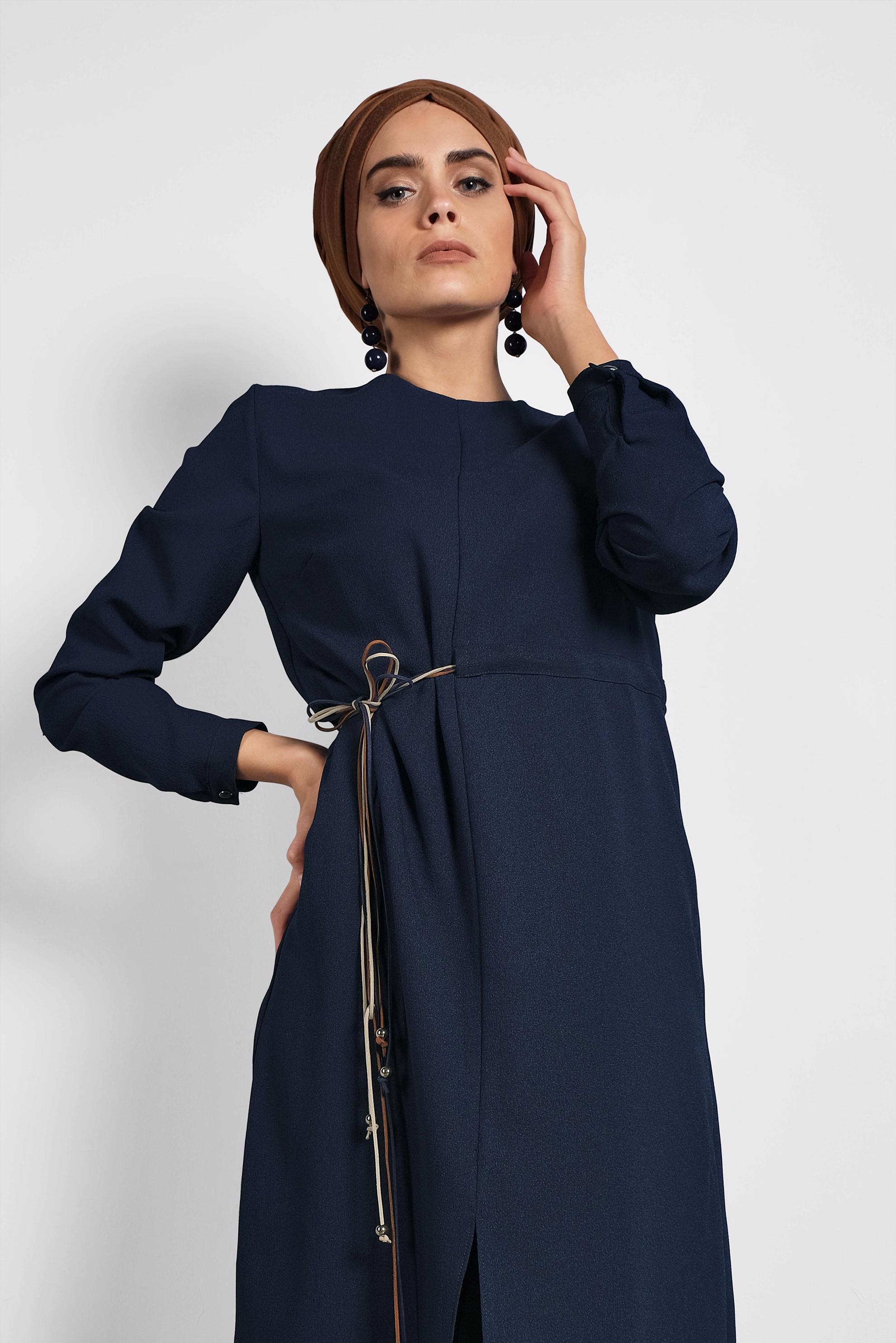 Tesettür giyim LACİVERT ASİMETRİK TUNİK 40237