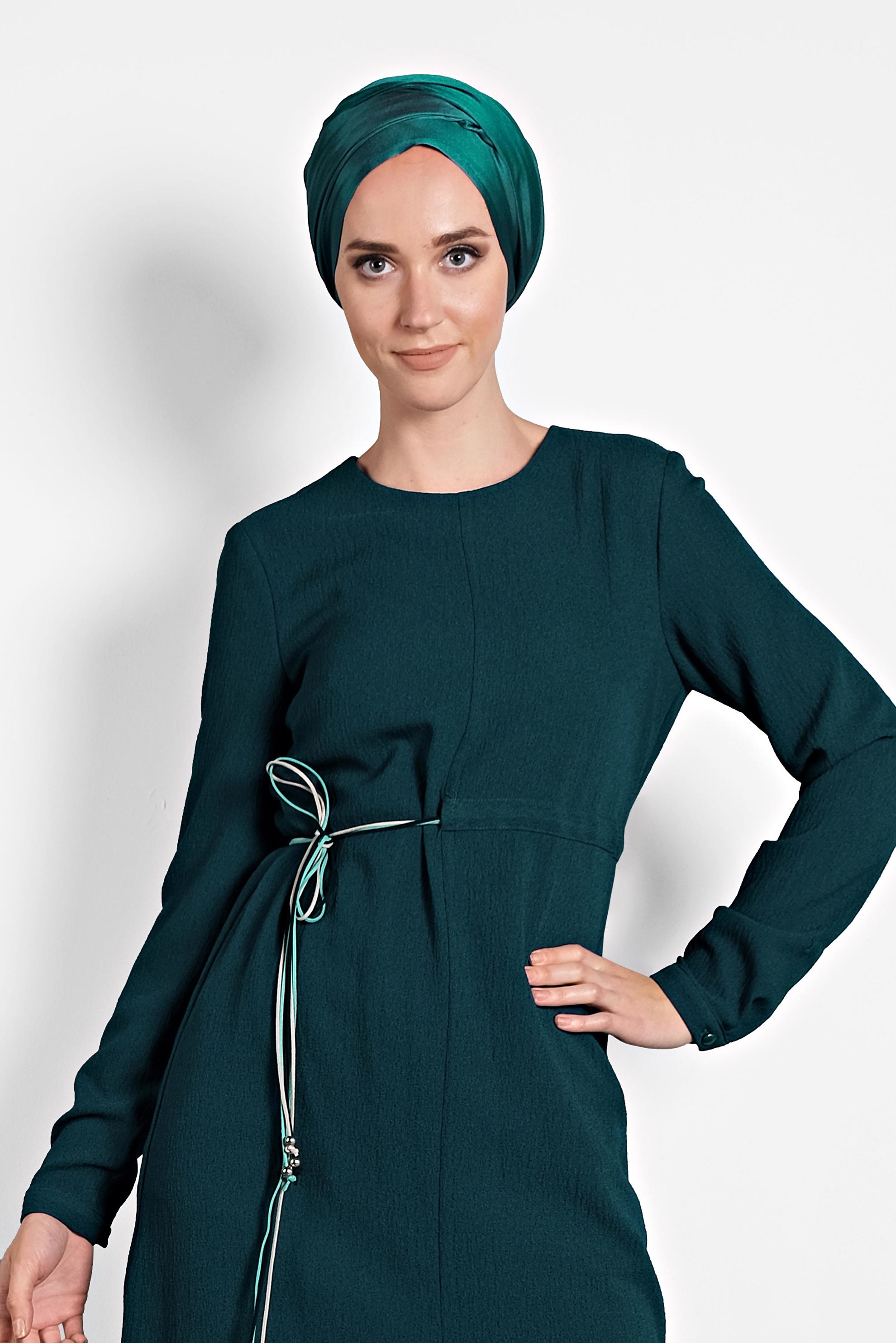 Tesettür giyim YEŞİL ASİMETRİK TUNİK 40237