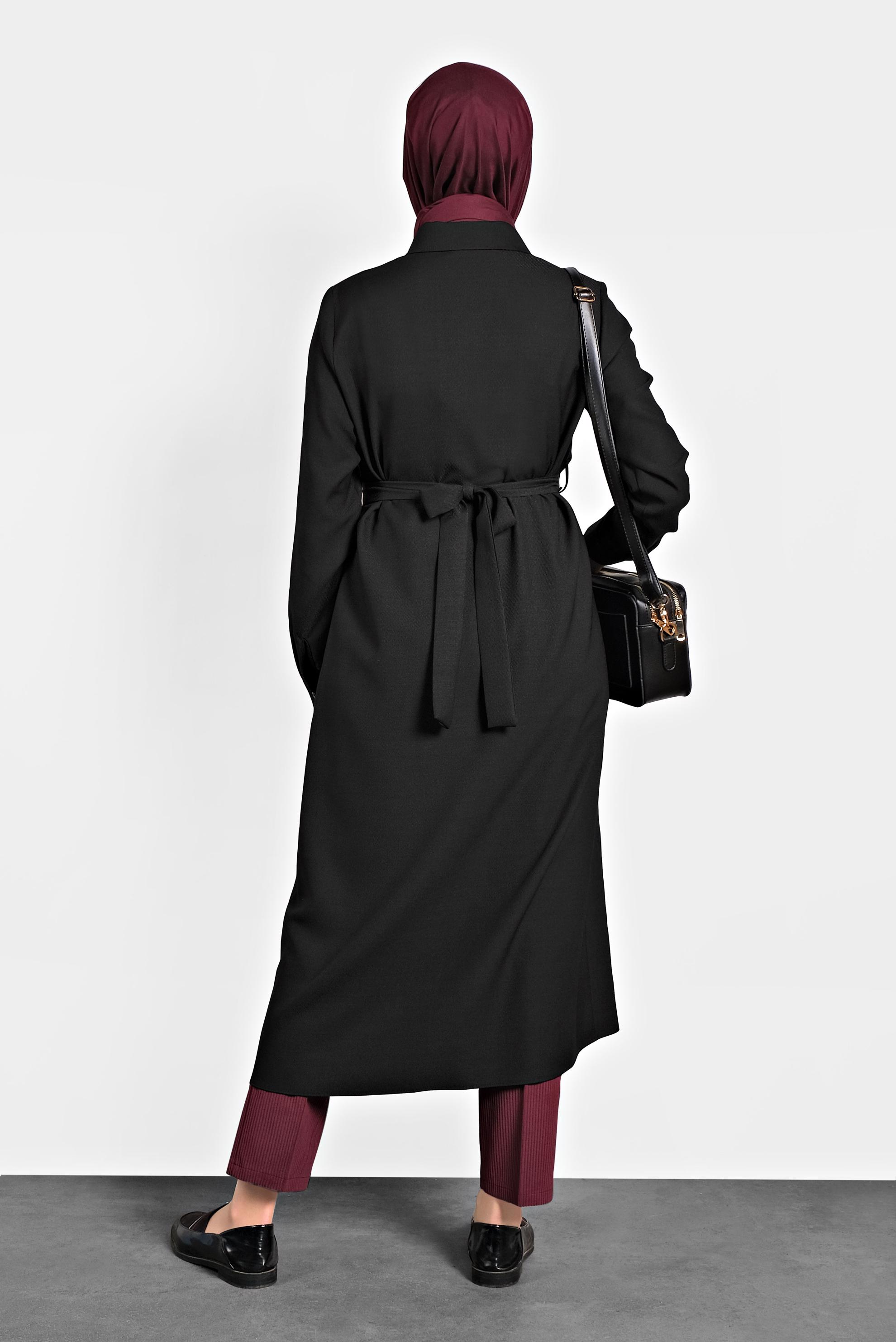 Tesettür giyim SİYAH DÜĞMELİ CEPLİ TUNİK 40256