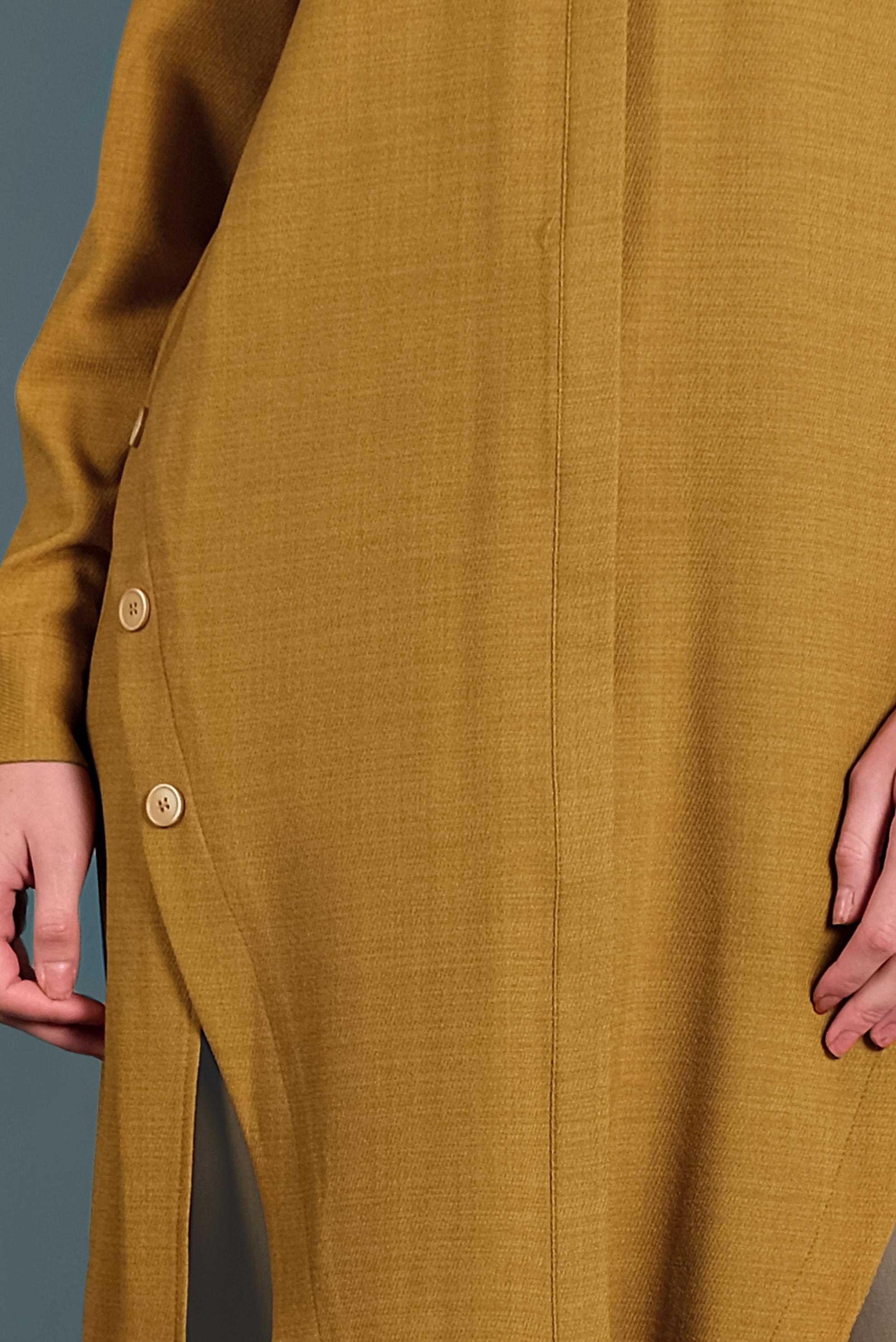 Tesettür giyim SARI YIRTMAÇLI GİZLİ DÜĞMELİ TUNİK 40257