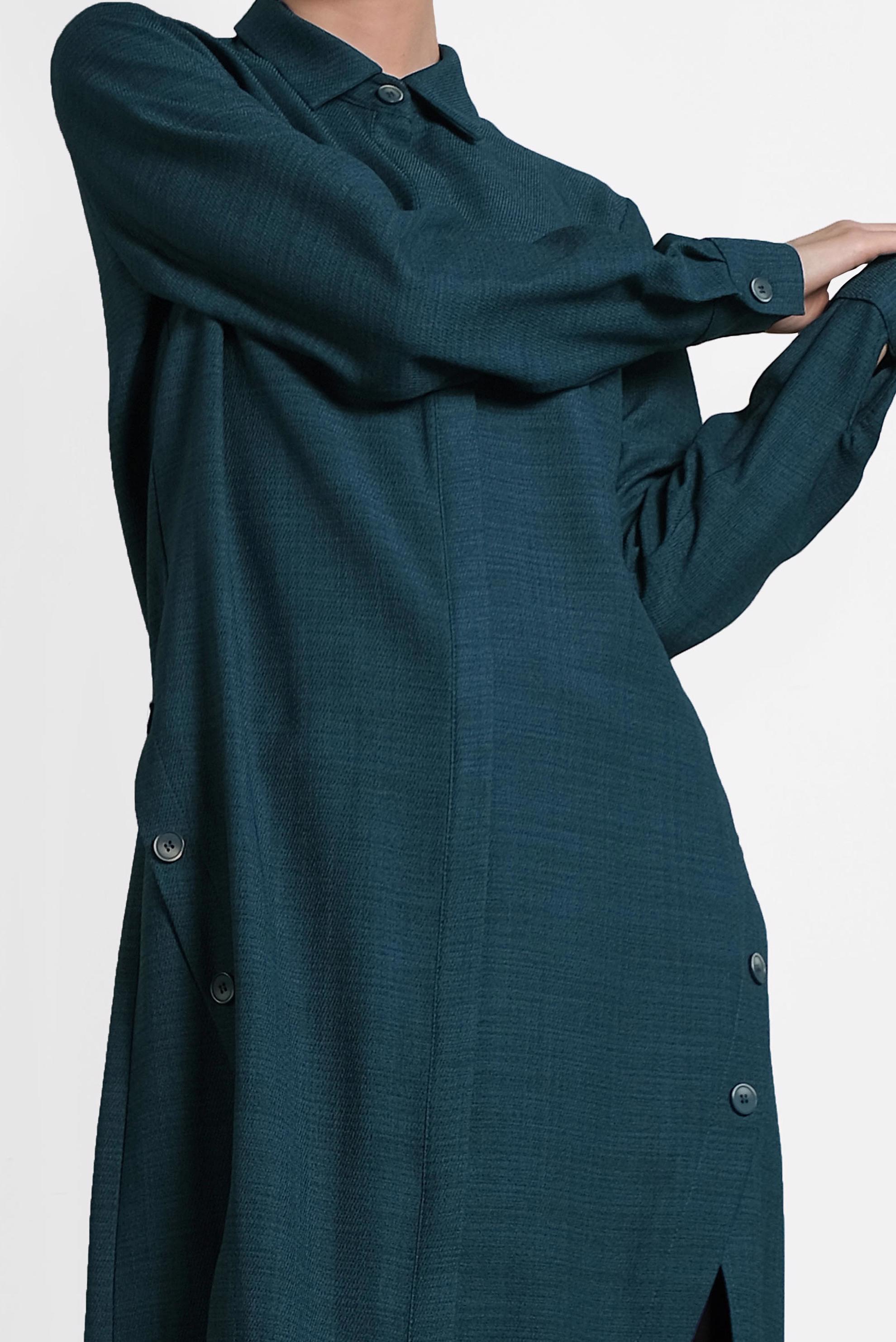 Tesettür giyim MAVİ YIRTMAÇLI GİZLİ DÜĞMELİ TUNİK 40257