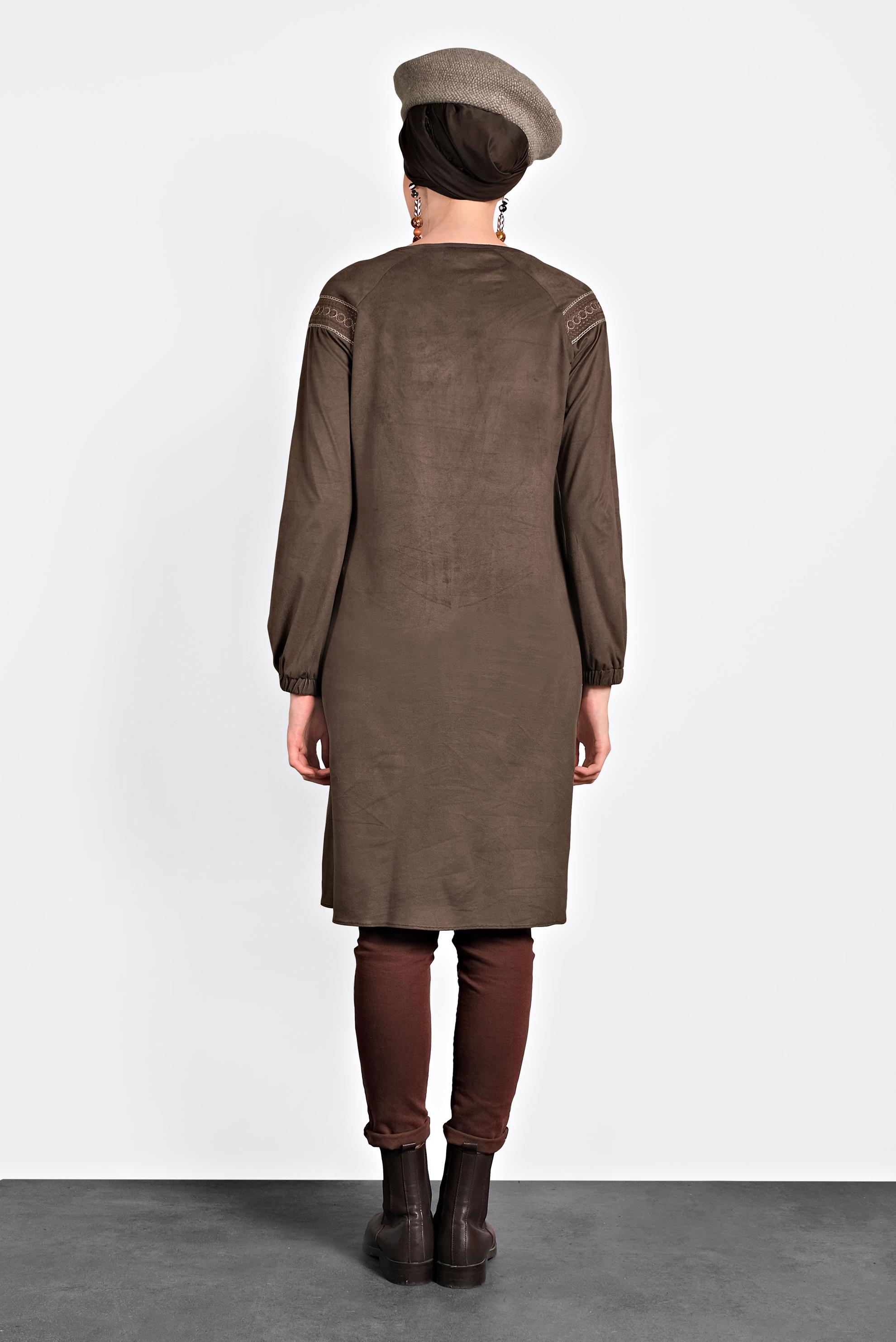 Tesettür giyim VİZON YAKASI BAĞCIKLI TUNİK 40263 