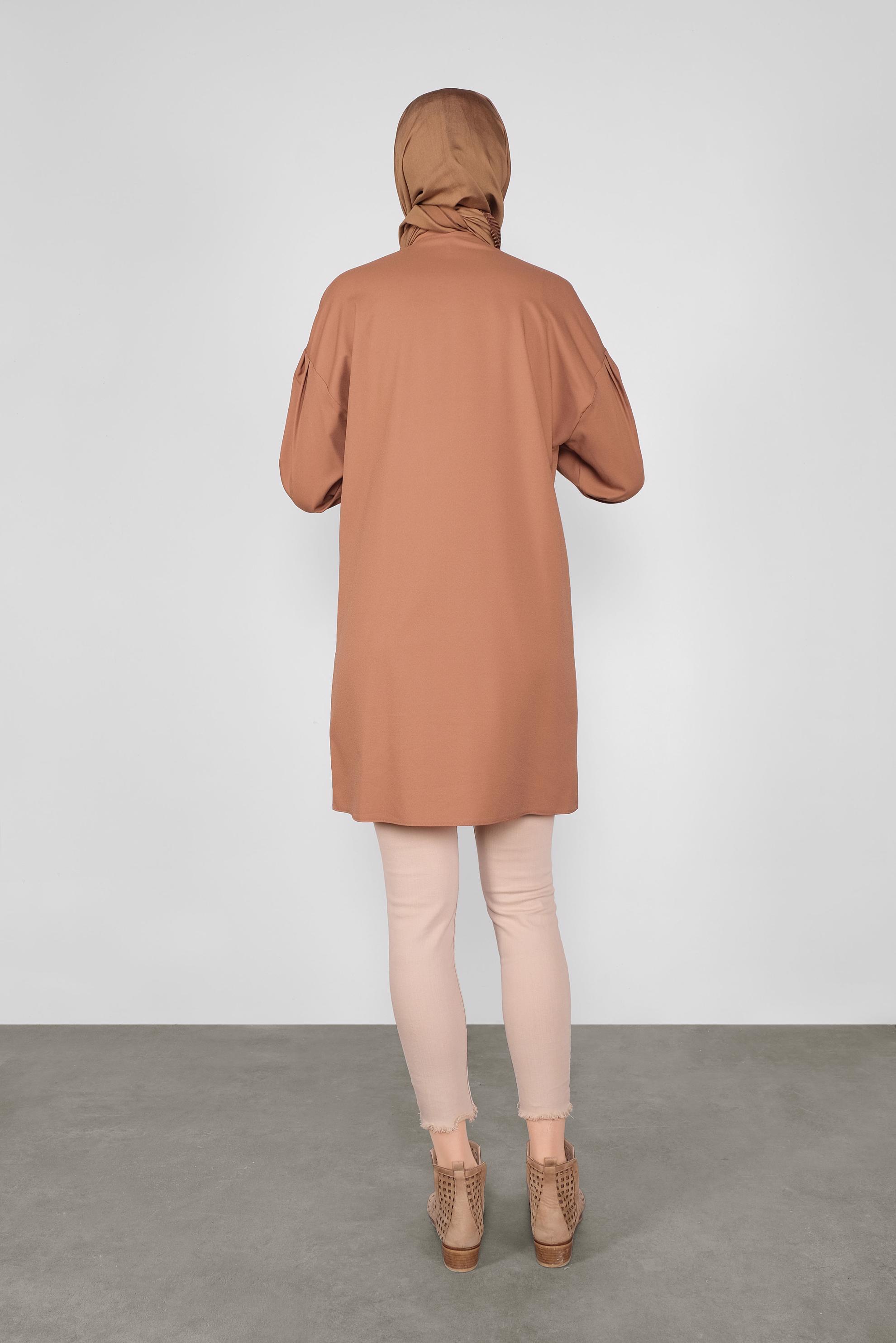 Tesettür giyim TABA DÜĞMELİ TUNİK 40277 