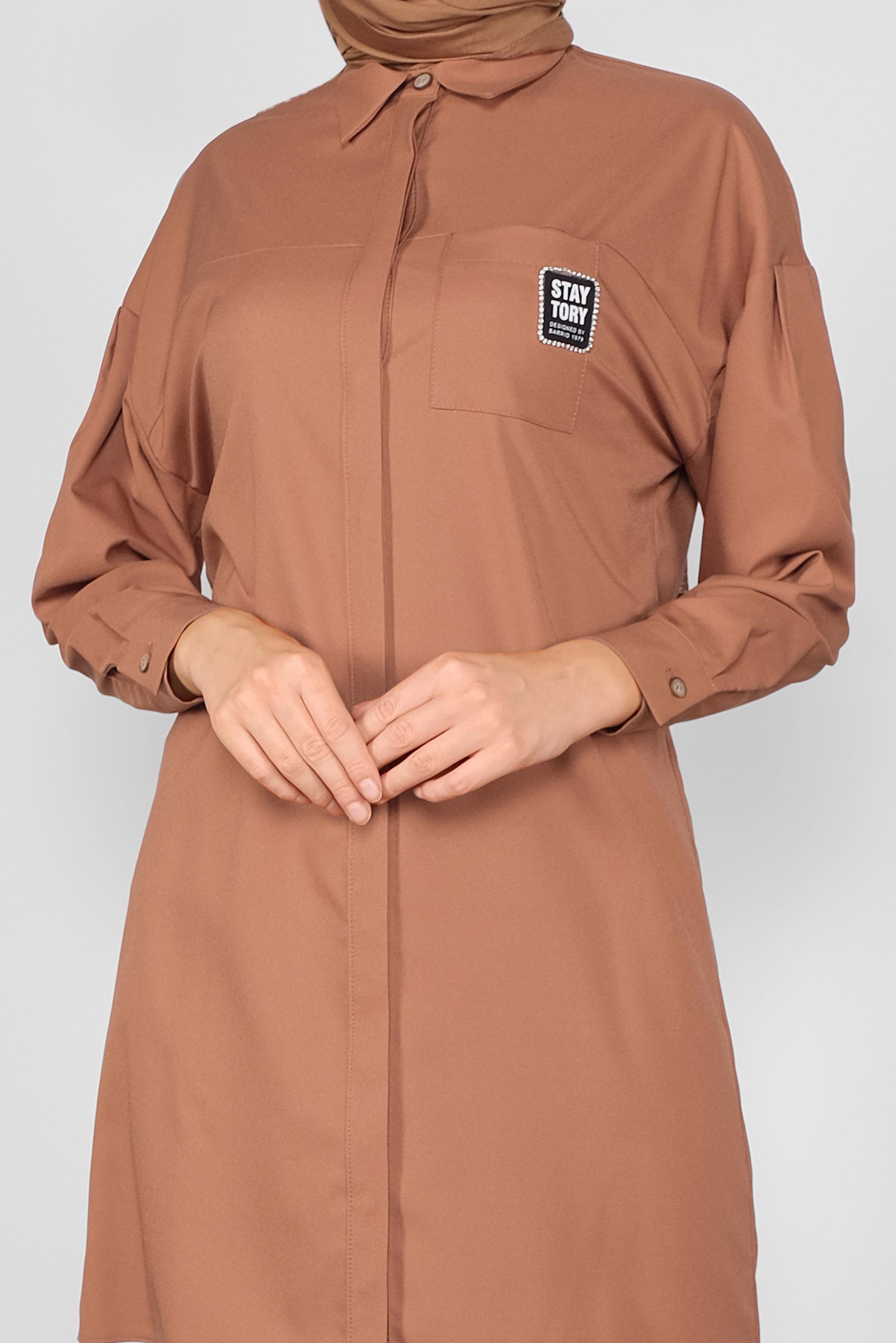 Tesettür giyim TABA DÜĞMELİ TUNİK 40277 