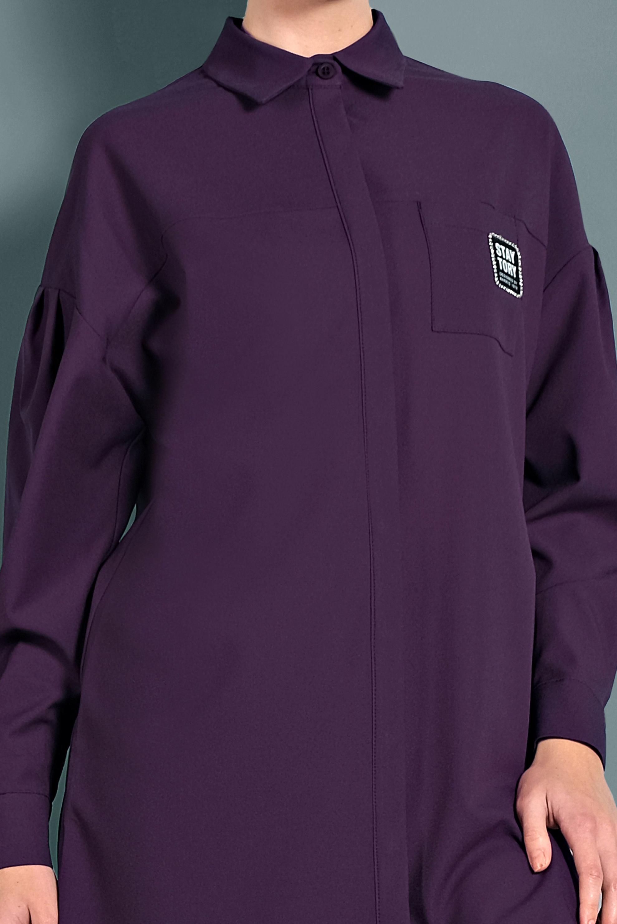 Tesettür giyim MOR DÜĞMELİ TUNİK 40277 