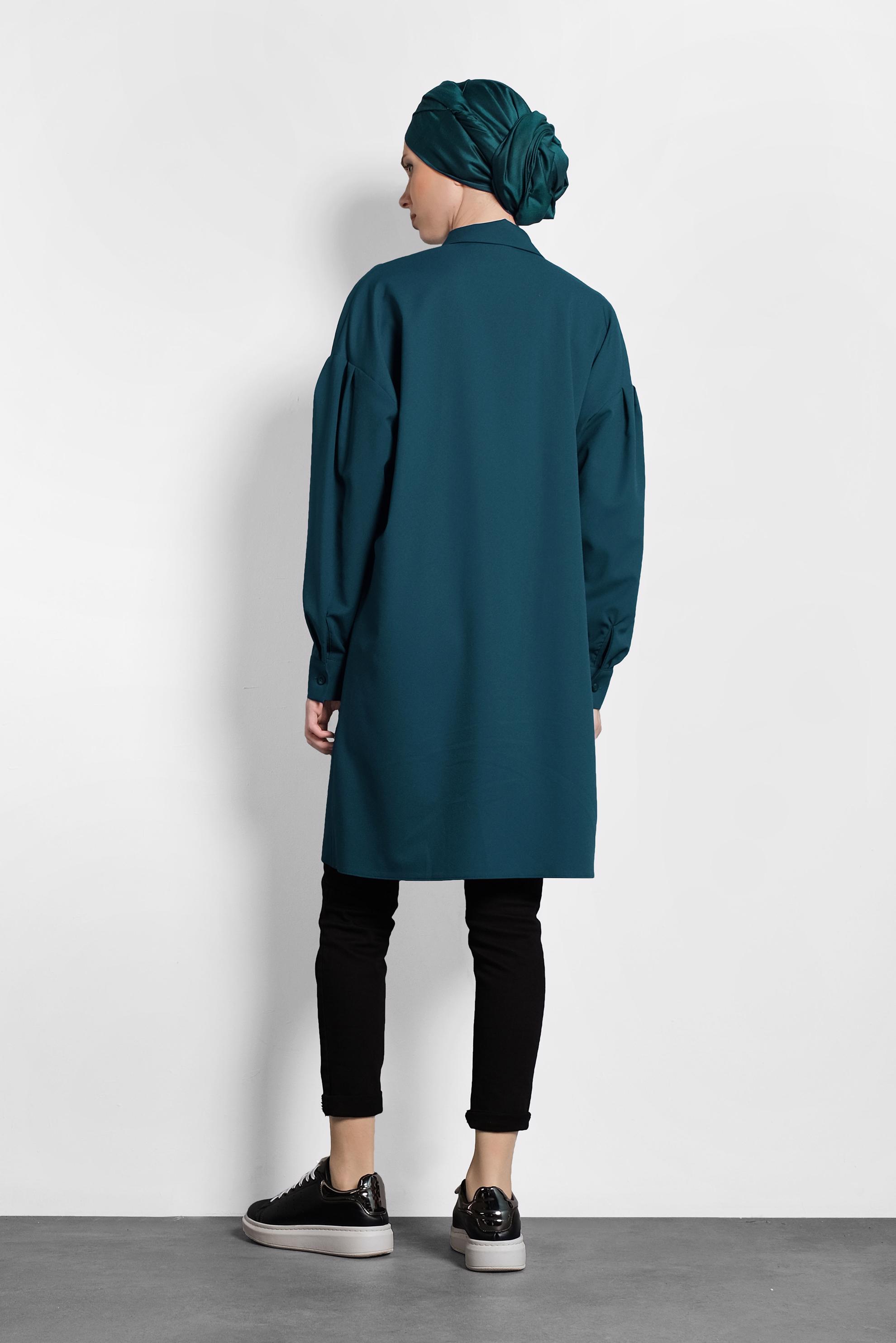 Tesettür giyim YEŞİL DÜĞMELİ TUNİK 40277 