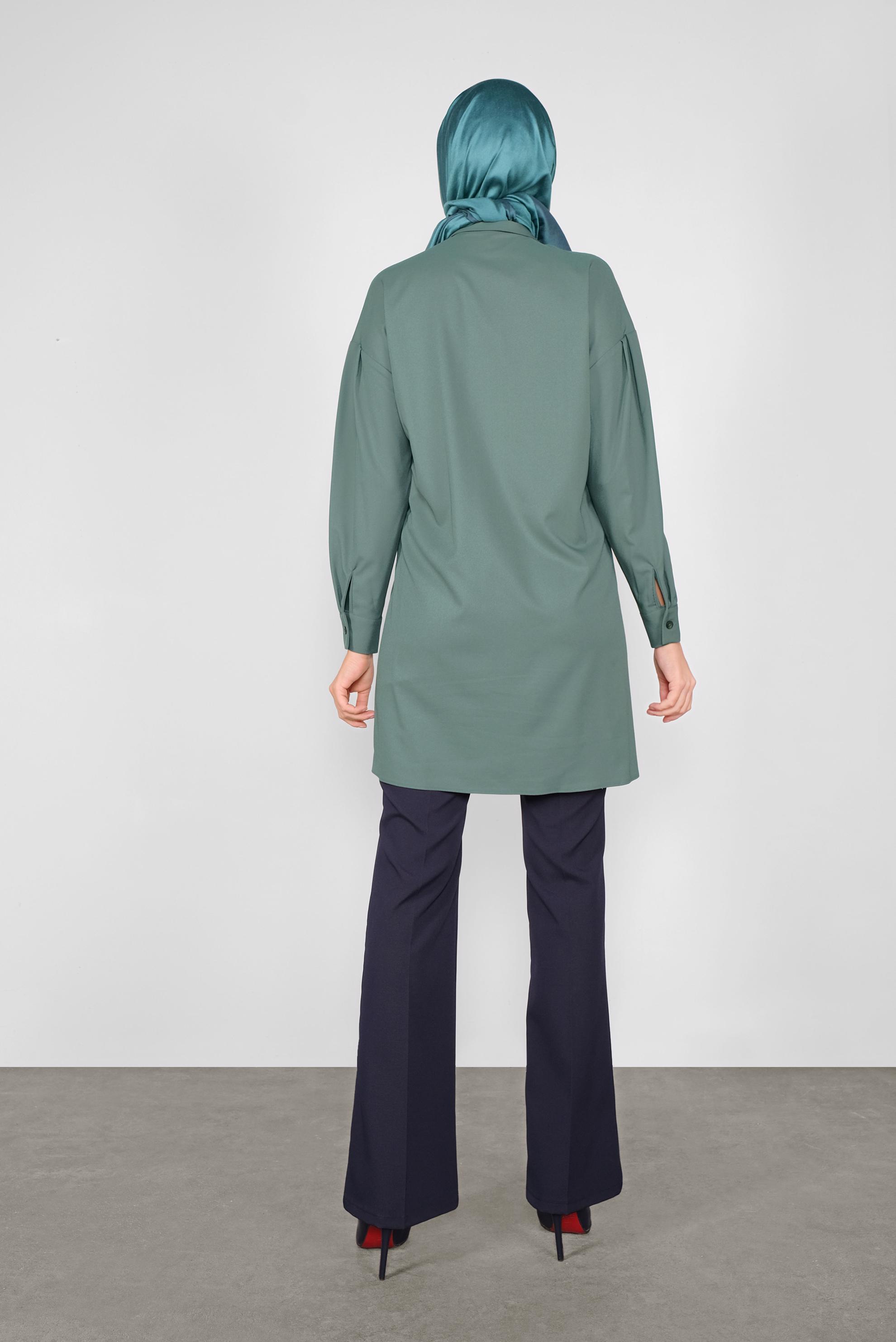 Tesettür giyim YEŞİL DÜĞMELİ TUNİK 40277 