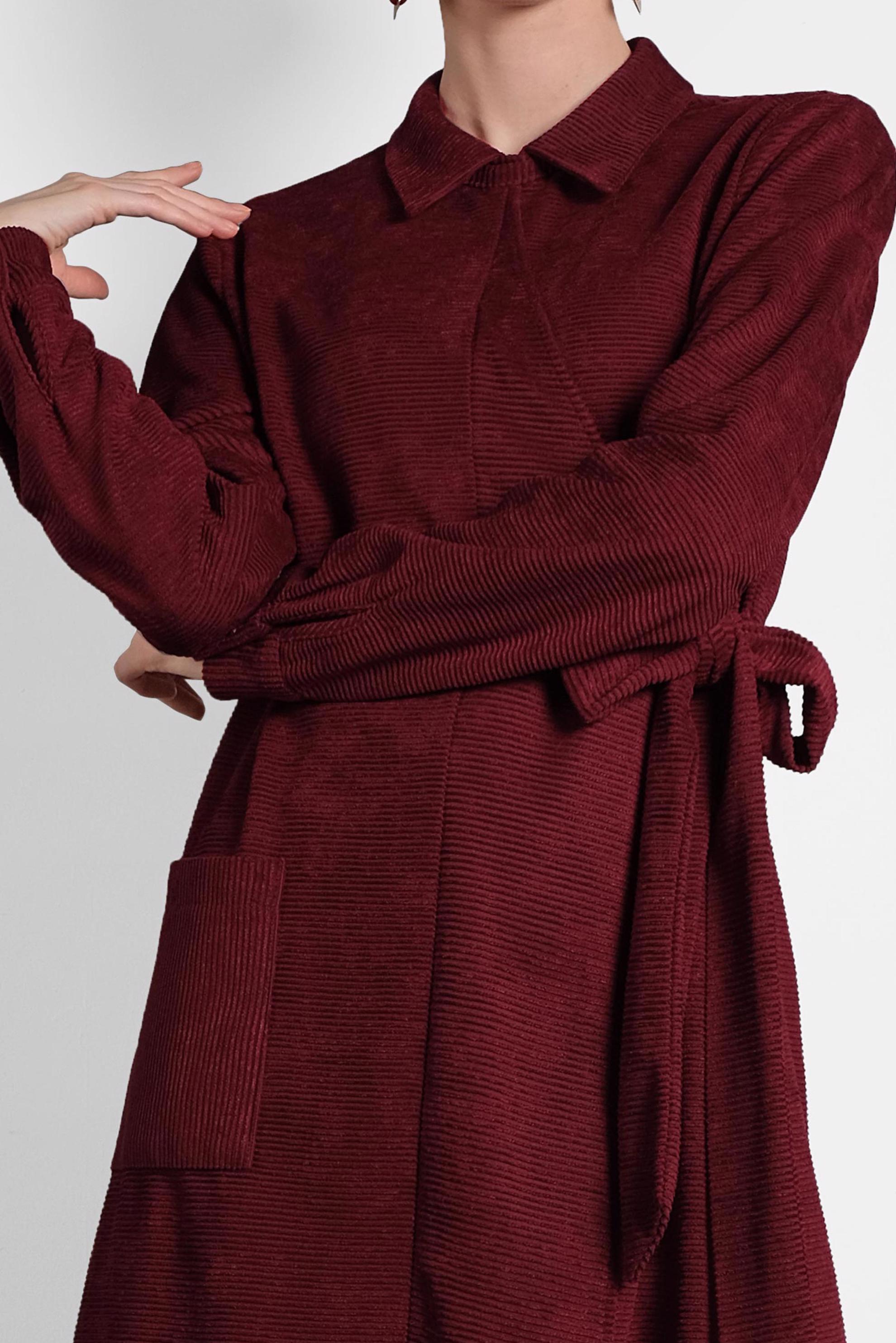 Tesettür giyim BORDO ÇAPRAZ KADİFE TUNİK 40282 