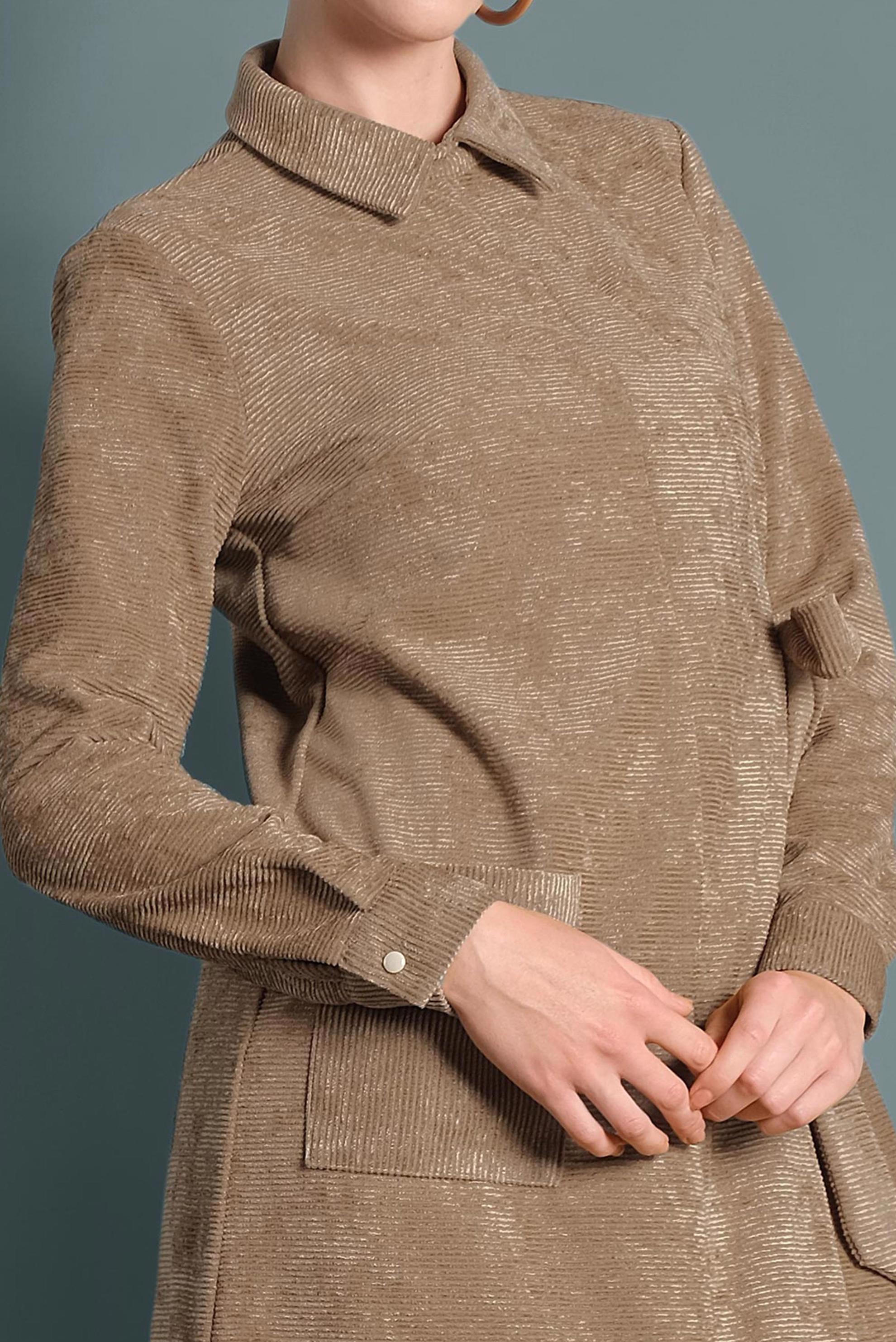 Tesettür giyim KAHVE ÇAPRAZ KADİFE TUNİK 40282 