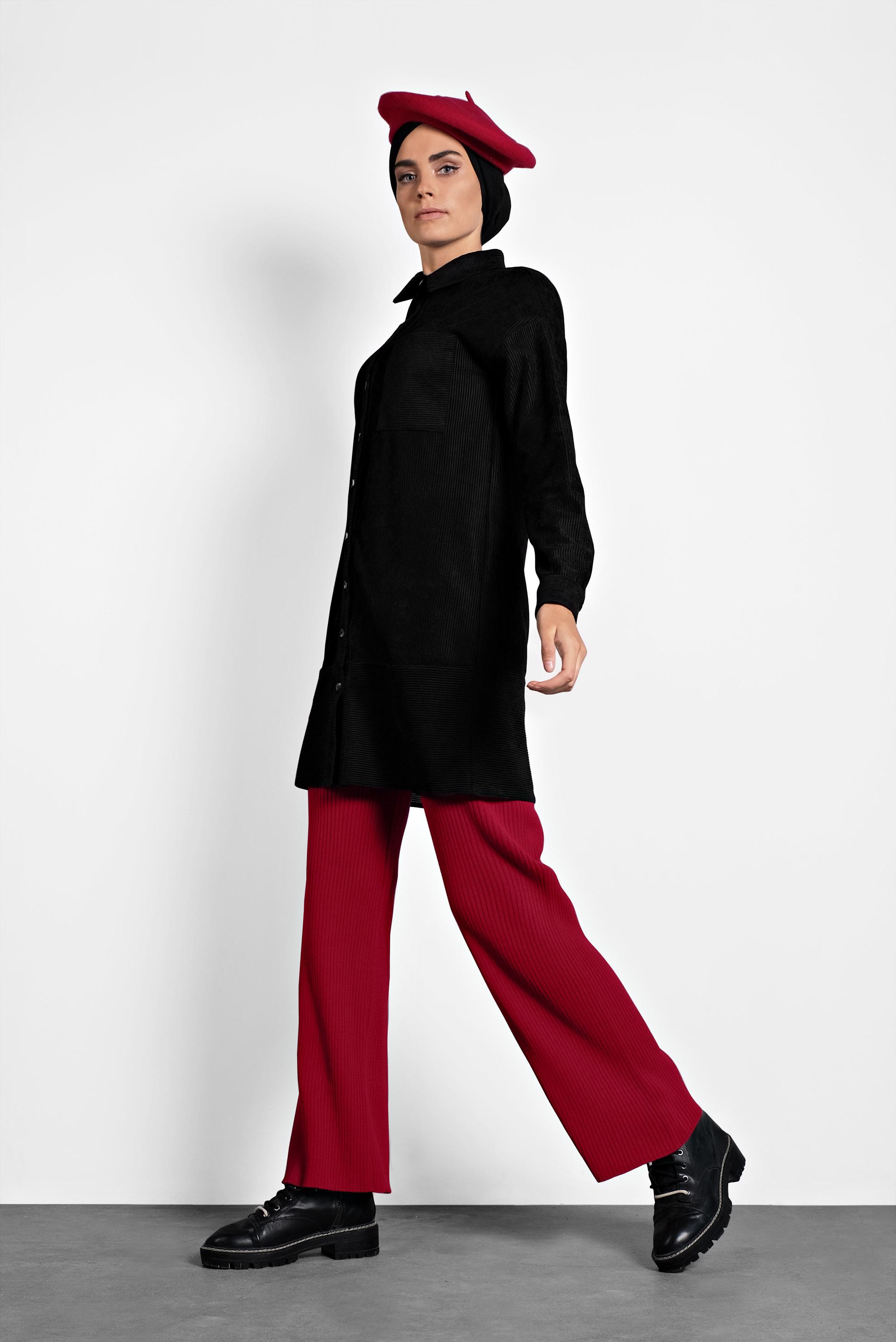 Tesettür giyim SİYAH KADİFE TUNİK 40283 