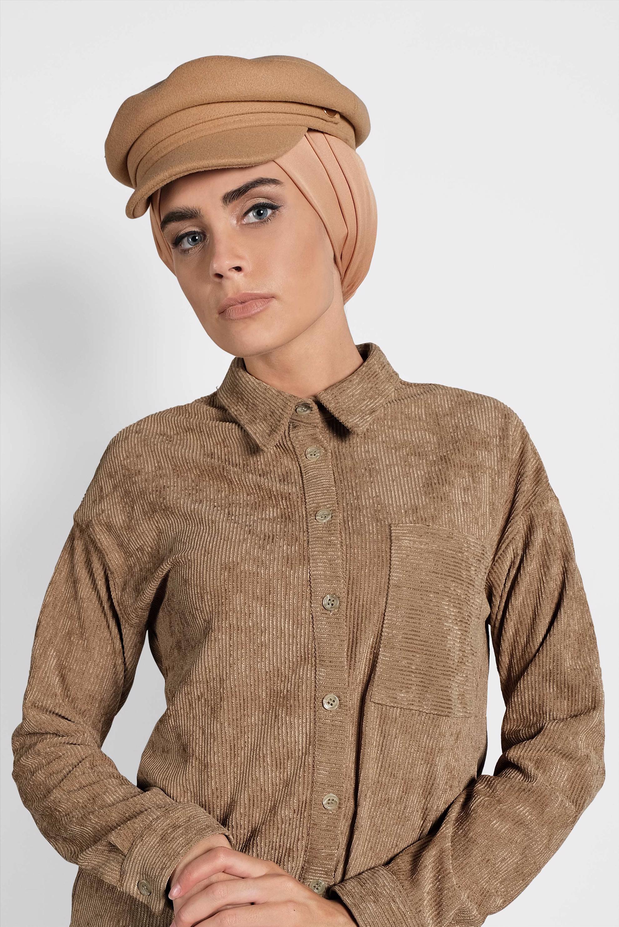 Tesettür giyim KAHVE KADİFE TUNİK 40283 