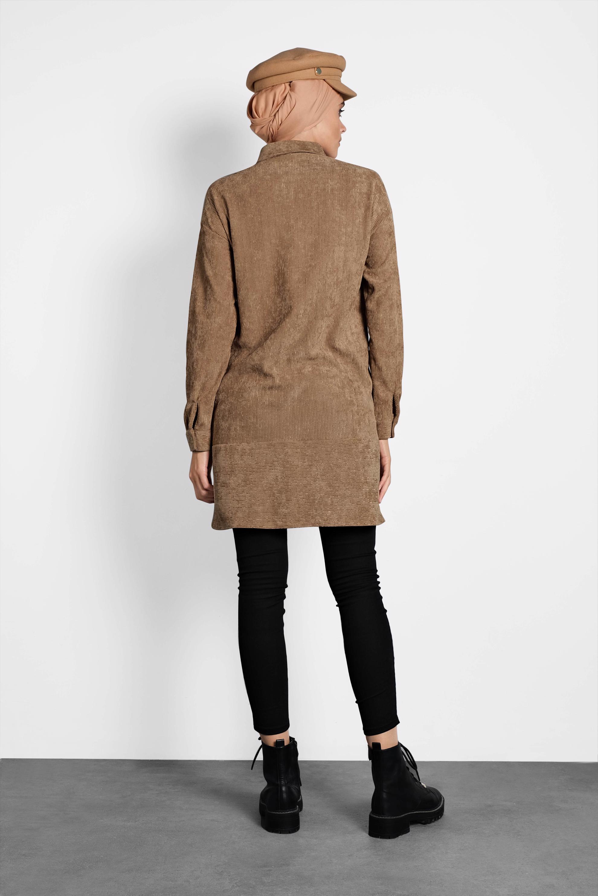 Tesettür giyim KAHVE KADİFE TUNİK 40283 