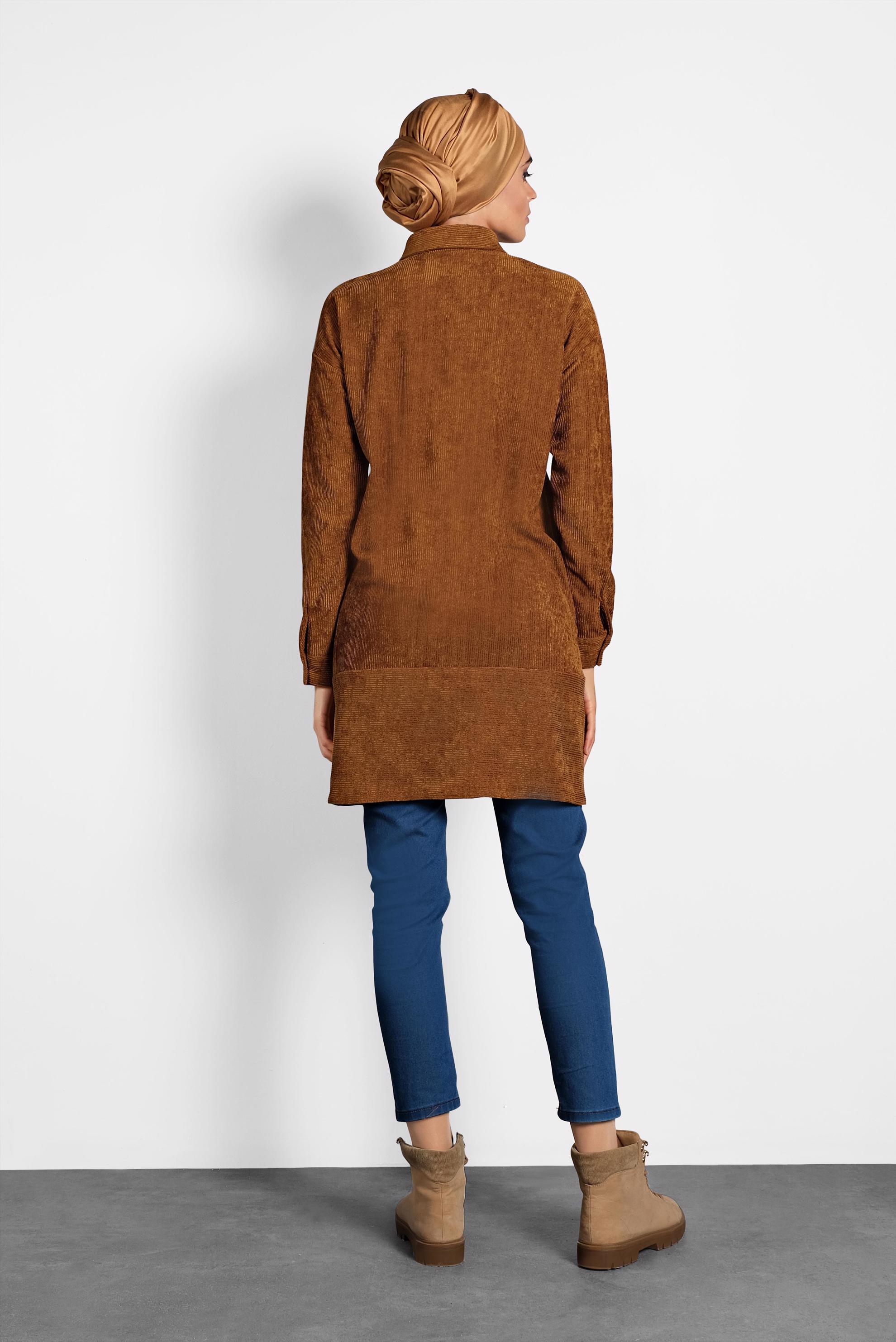 Tesettür giyim TABA KADİFE TUNİK 40283 