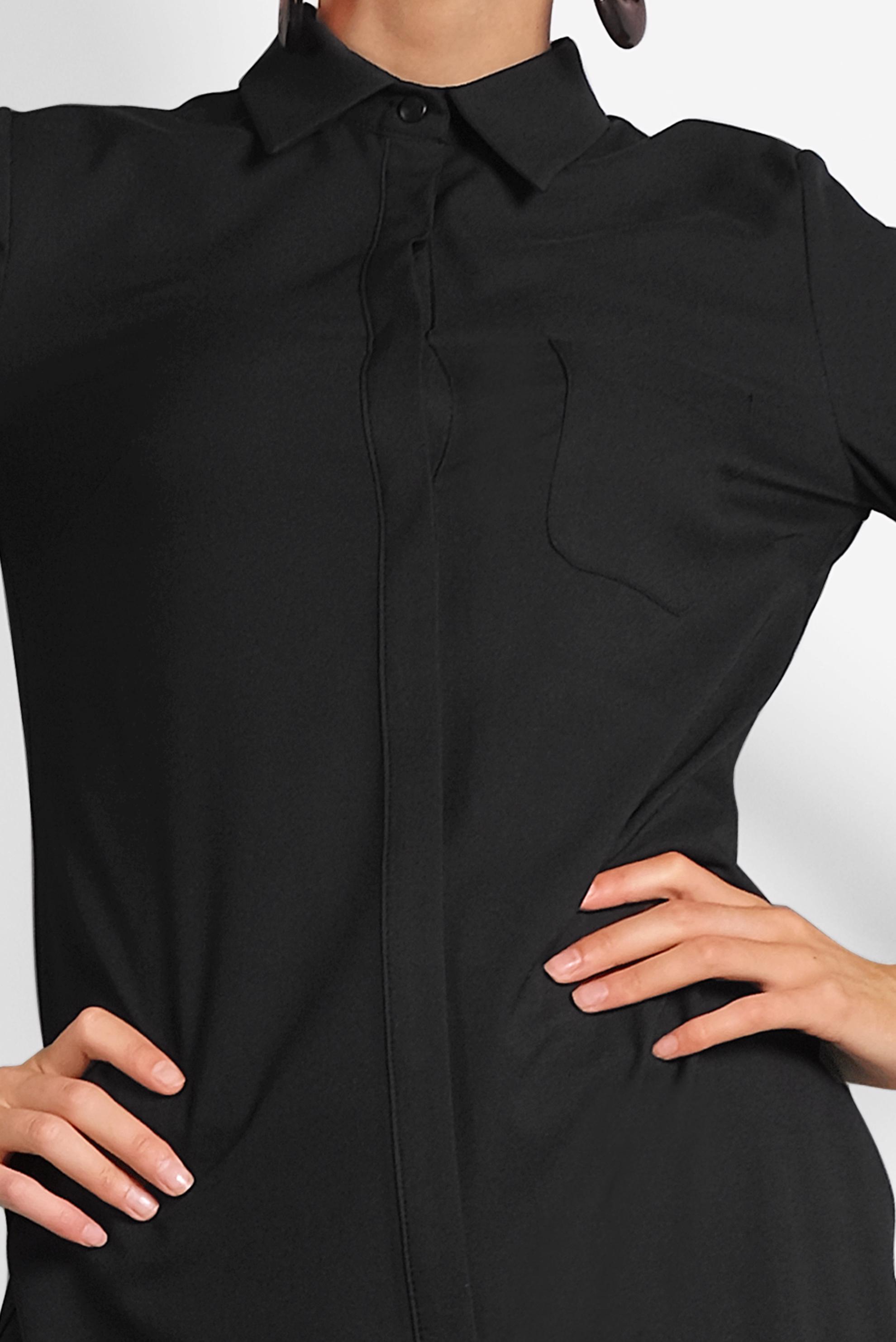 Tesettür giyim SİYAH CEPLİ GÖMLEK TUNİK 40304 