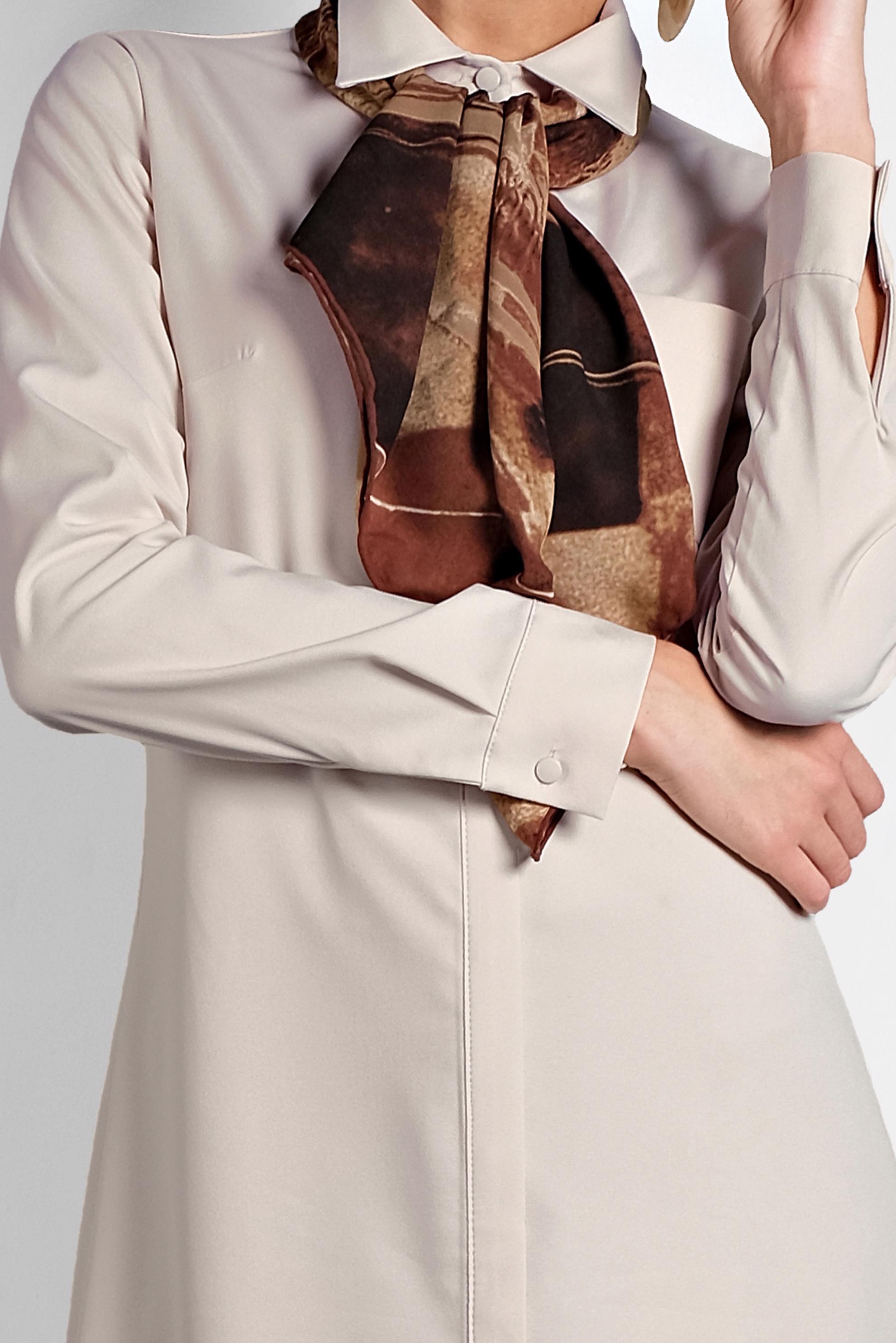 Tesettür giyim BEJ CEPLİ GÖMLEK TUNİK 40304 