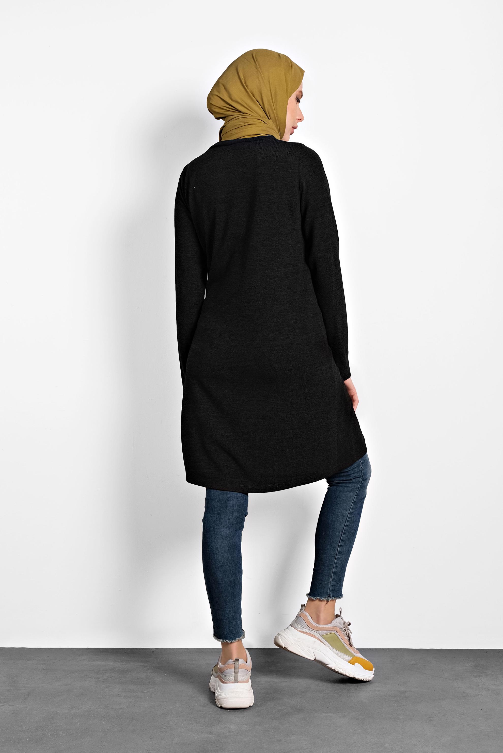 Tesettür giyim SİYAH BAĞLAMA DETAYLI TUNİK 40313