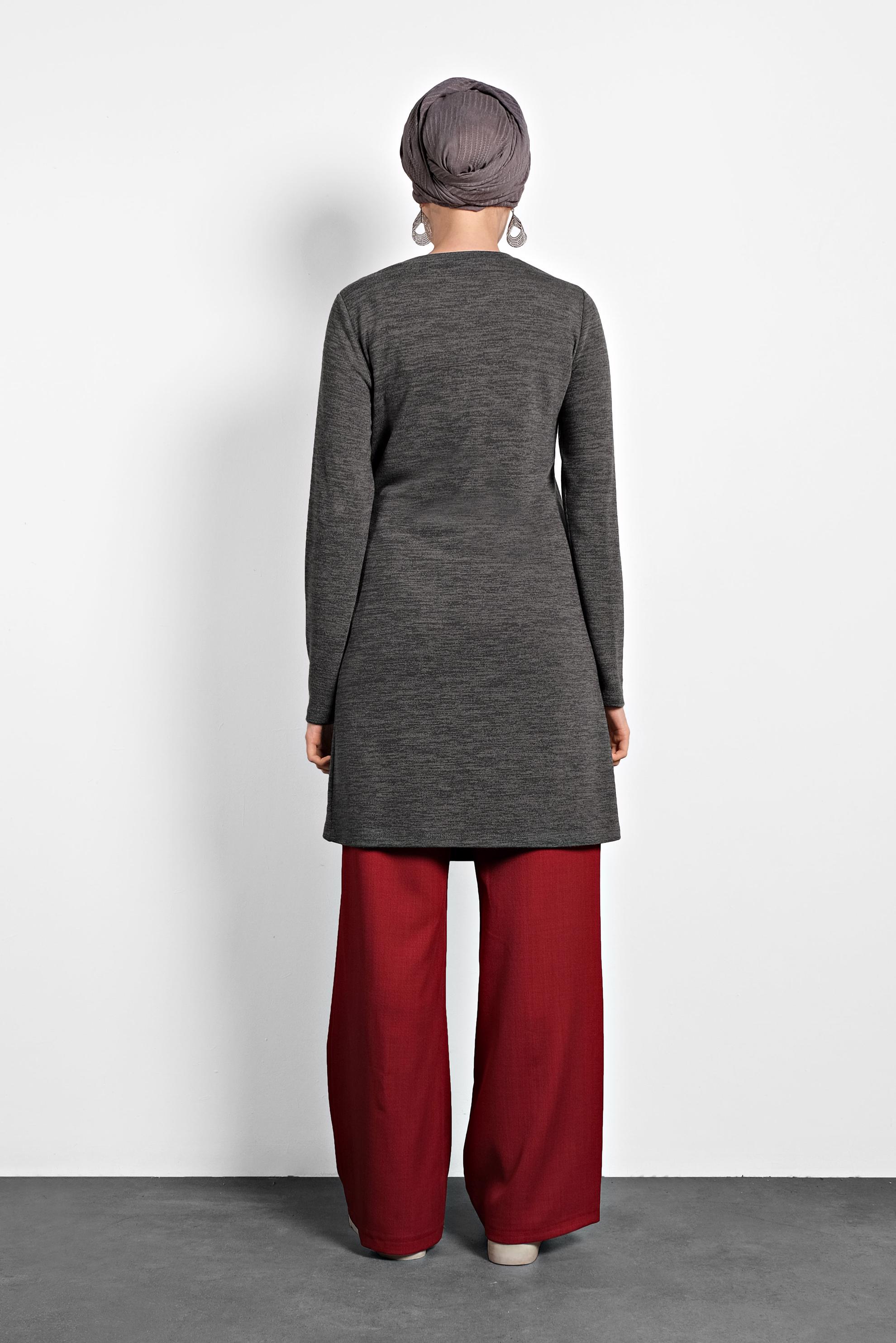 Tesettür giyim GRİ BAĞLAMA DETAYLI TUNİK 40313